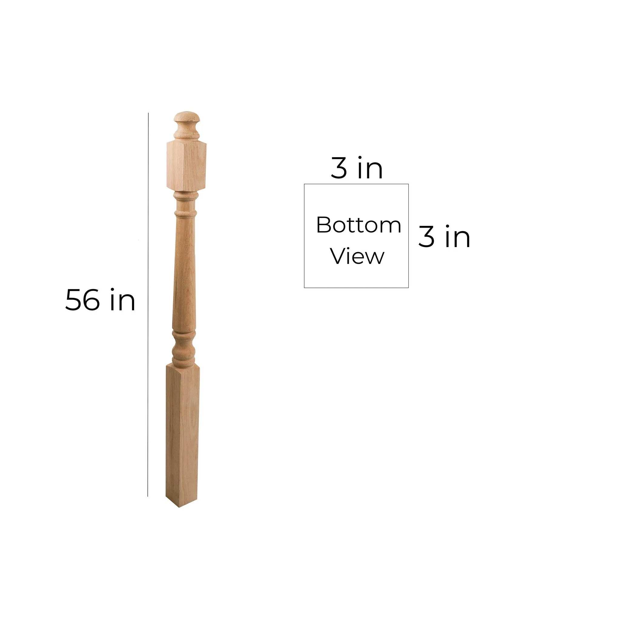 bingltd - 3" x 56" Unfinished Ball Top Red Oak Newel Post (SP4040-RO-UNF)