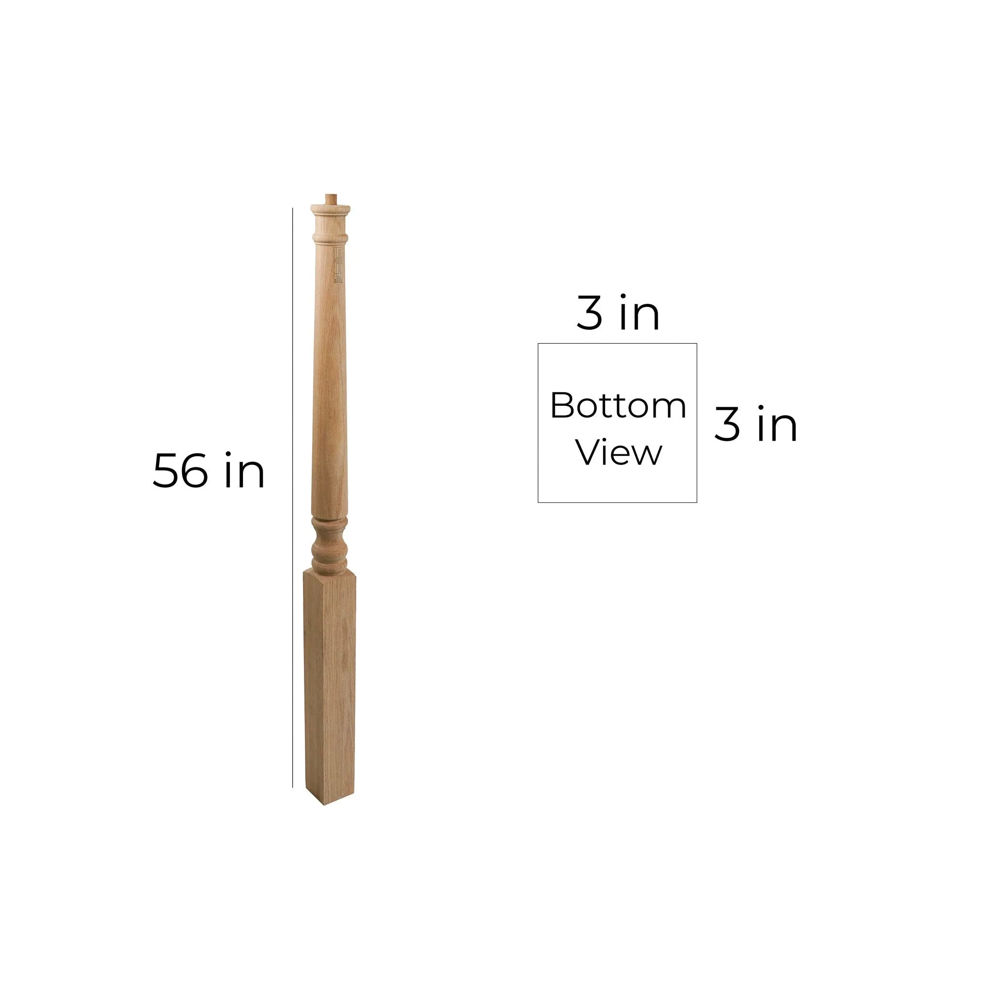 bingltd - 3" x 56" Unfinished Colonial Red Oak Starting Newel (SP4039-RO-UNF)