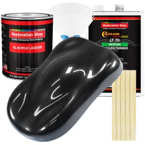Black Sparkle Metallic - Acrylic Lacquer Auto Paint - Complete Gallon Paint Kit with Medium Thinner - Pro Automotive Car Truck Guitar Refinish Coating