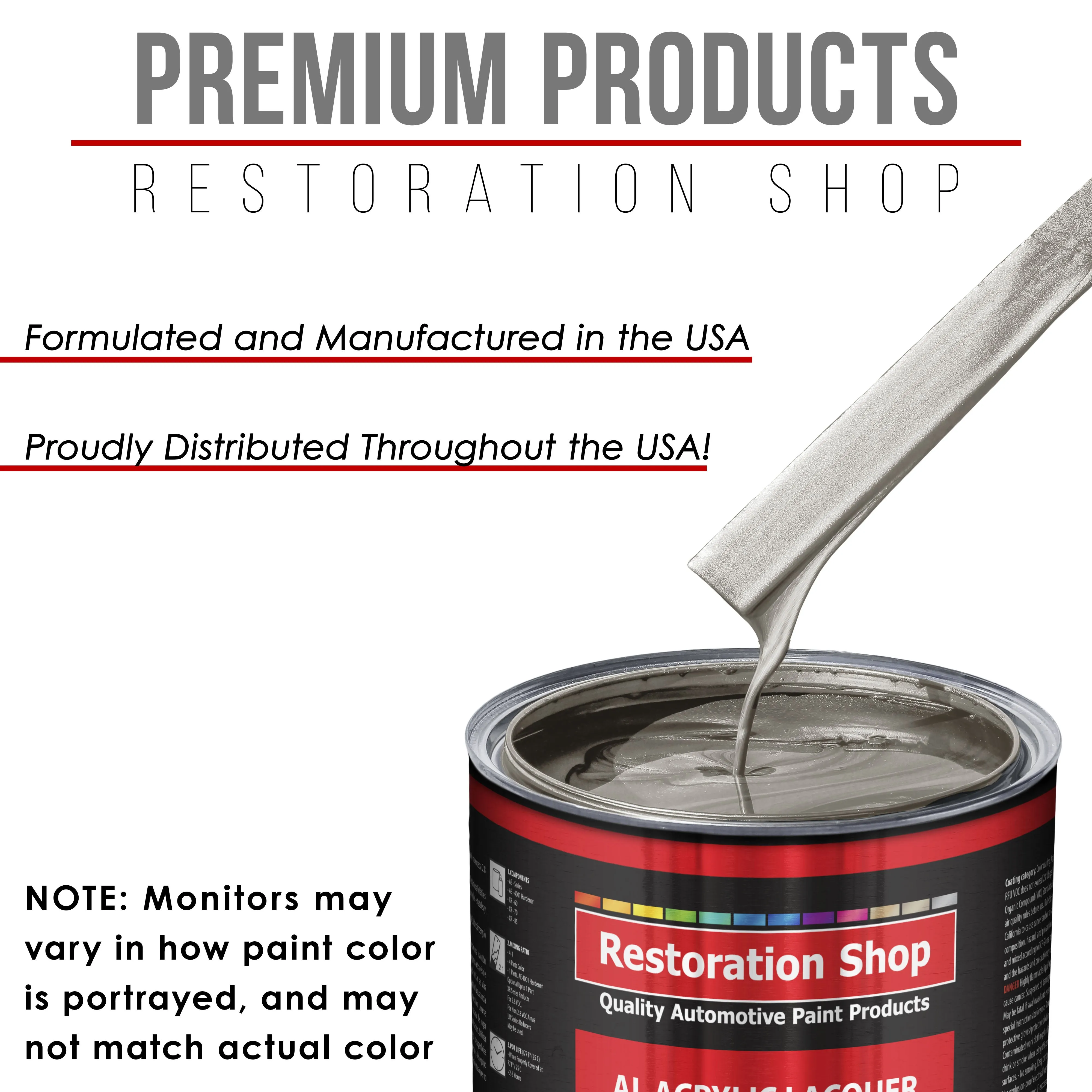 Bright Silver Metallic - Acrylic Lacquer Auto Paint - Complete Gallon Paint Kit with Slow Dry Thinner - Pro Automotive Car Truck Refinish Coating