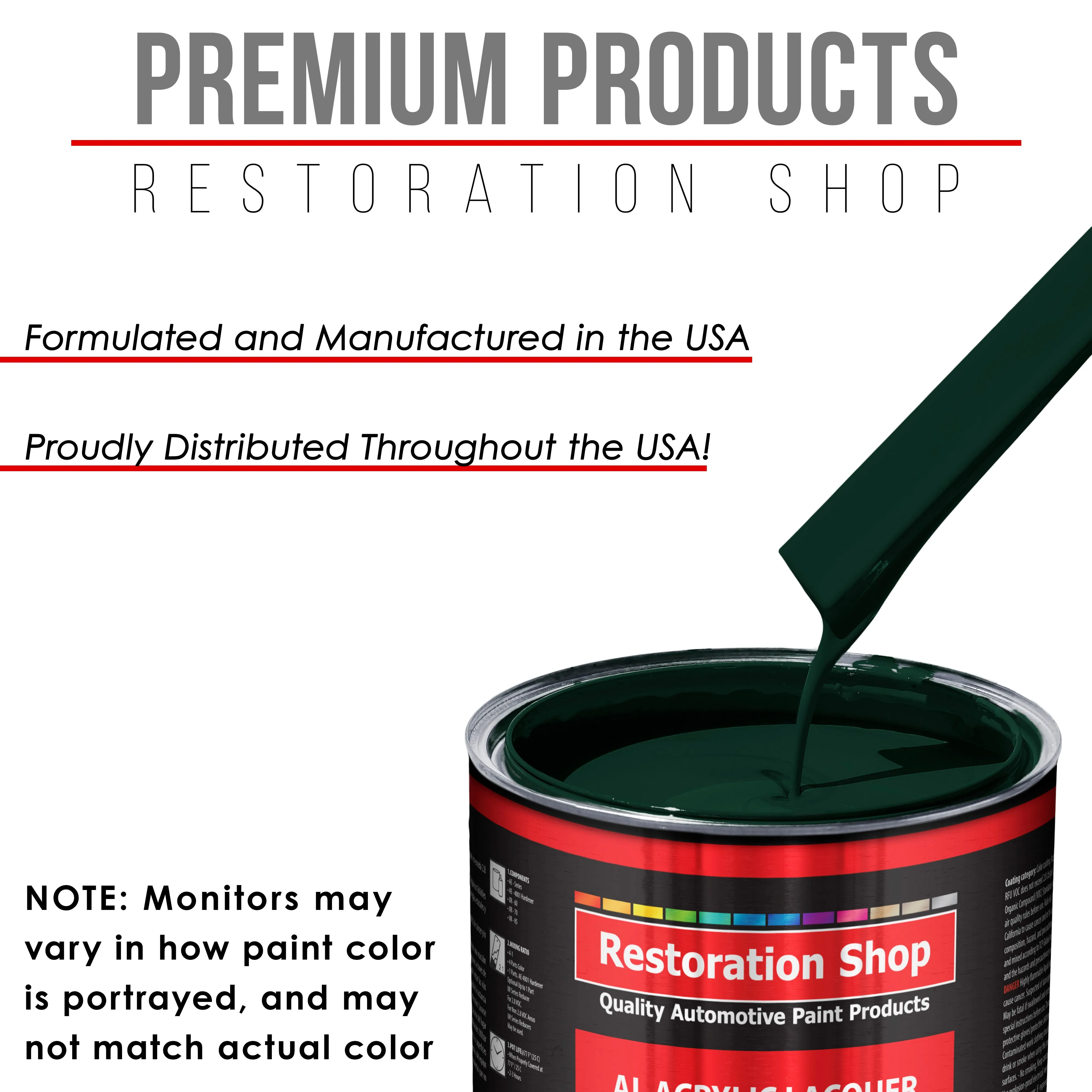 British Racing Green - Acrylic Lacquer Auto Paint - Complete Gallon Paint Kit with Slow Dry Thinner - Pro Automotive Car Truck Guitar Refinish Coating