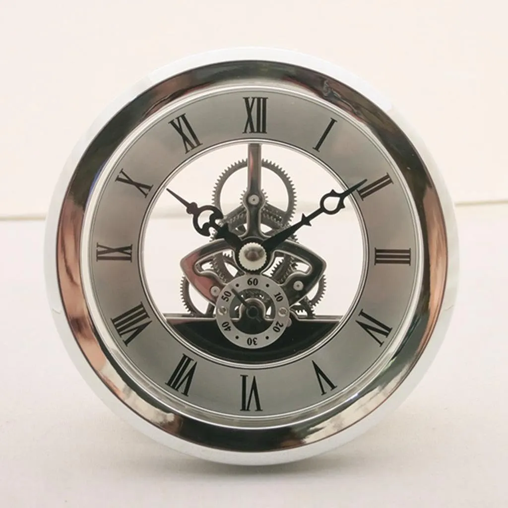 CALANDIS® 103mm Dial Roman Numeral Skeleton Watch Quartz Clock Insert with Silver Trim