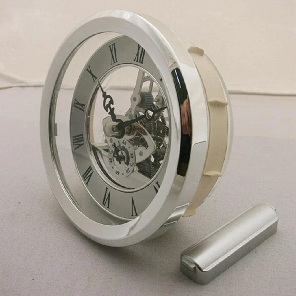 CALANDIS® 103mm Dial Roman Numeral Skeleton Watch Quartz Clock Insert with Silver Trim