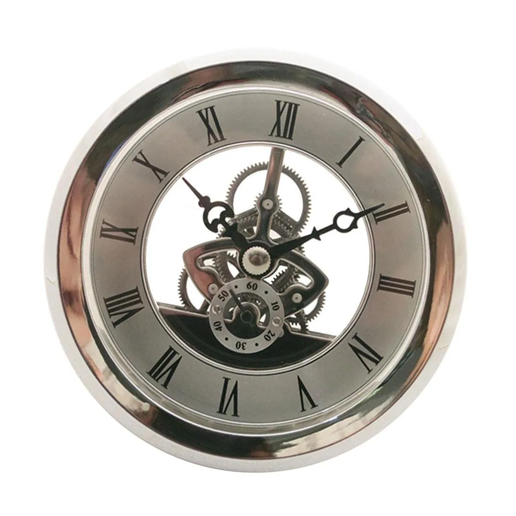 CALANDIS® 103mm Dial Roman Numeral Skeleton Watch Quartz Clock Insert with Silver Trim