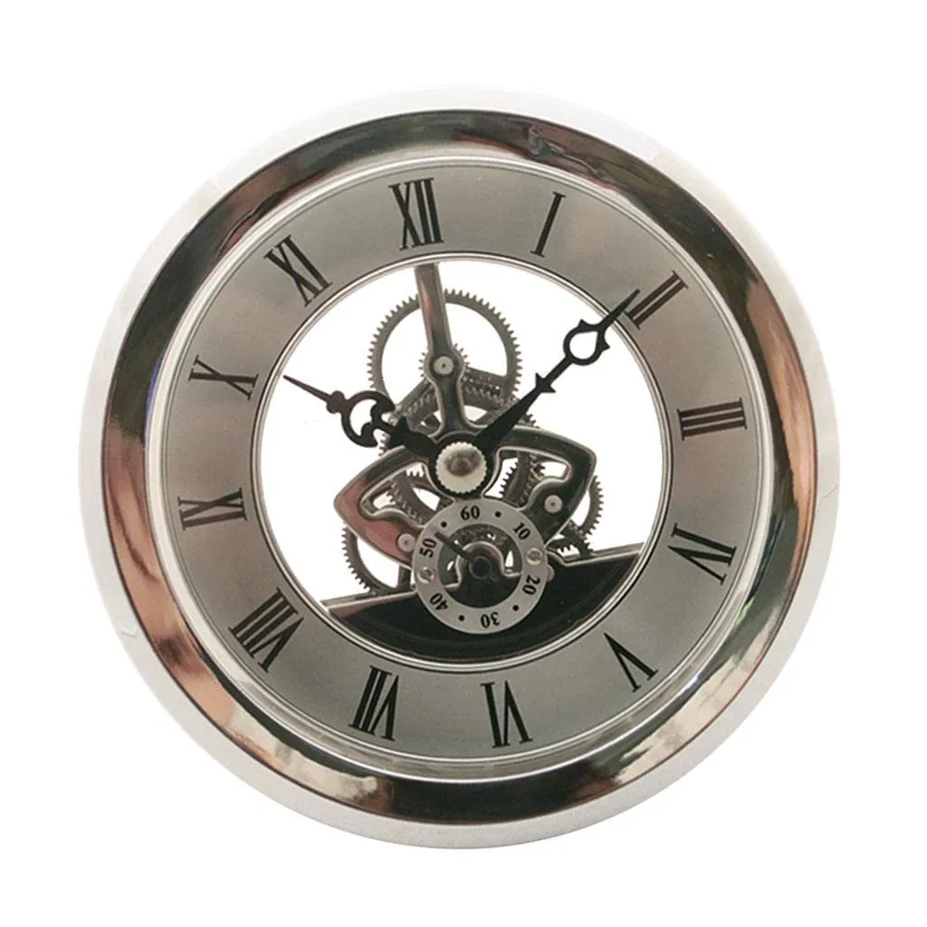 CALANDIS® 103mm Dial Roman Numeral Skeleton Watch Quartz Clock Insert with Silver Trim