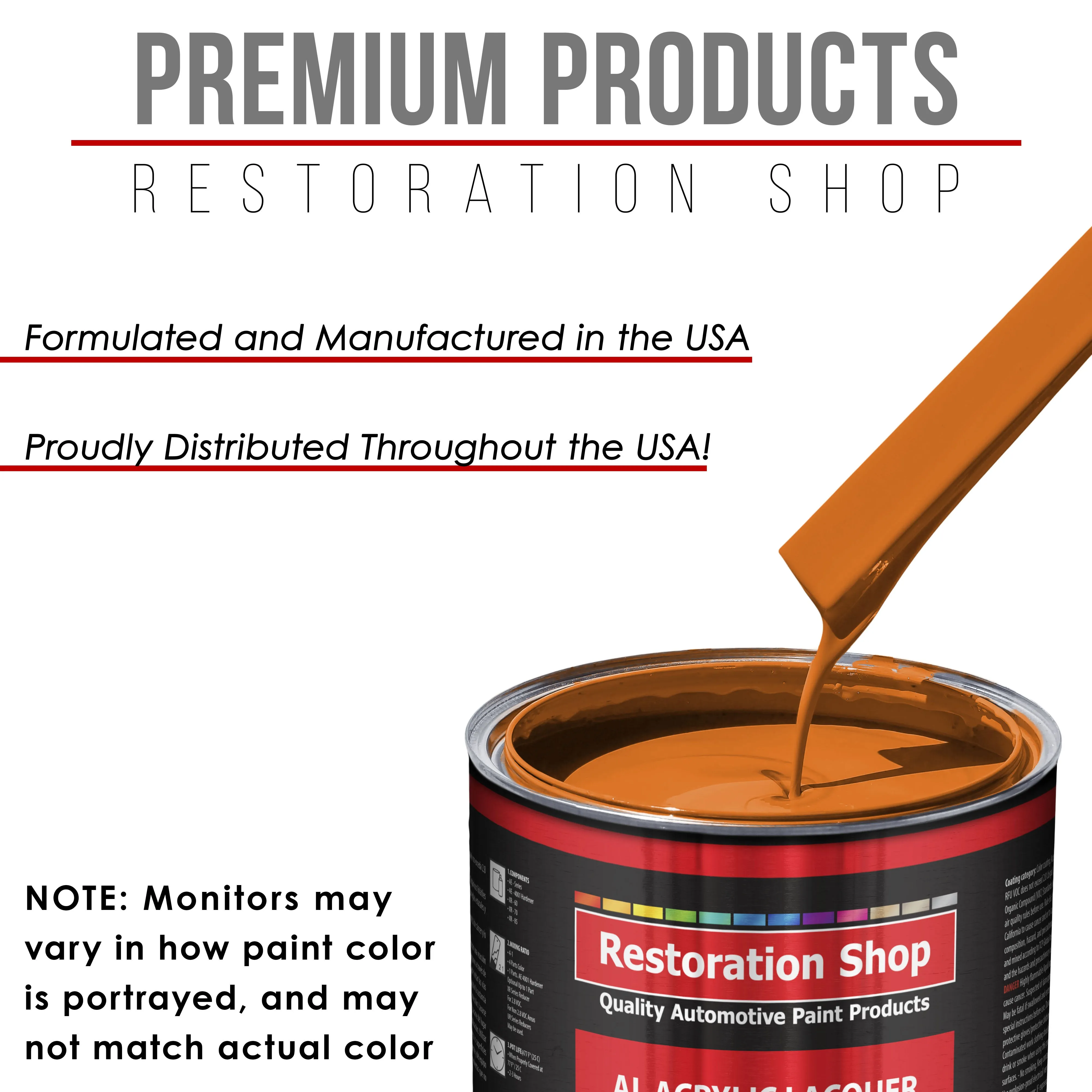 California Orange - Acrylic Lacquer Auto Paint - Complete Gallon Paint Kit with Slow Dry Thinner - Professional Automotive Car Truck Refinish Coating