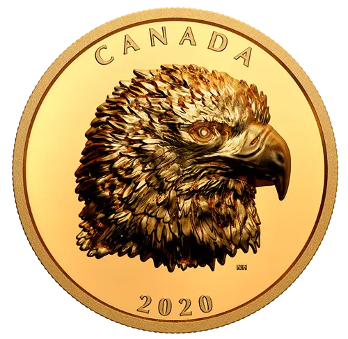 Canada Gold 2020 $250 Proud Bald Eagle 2.03oz, .9999