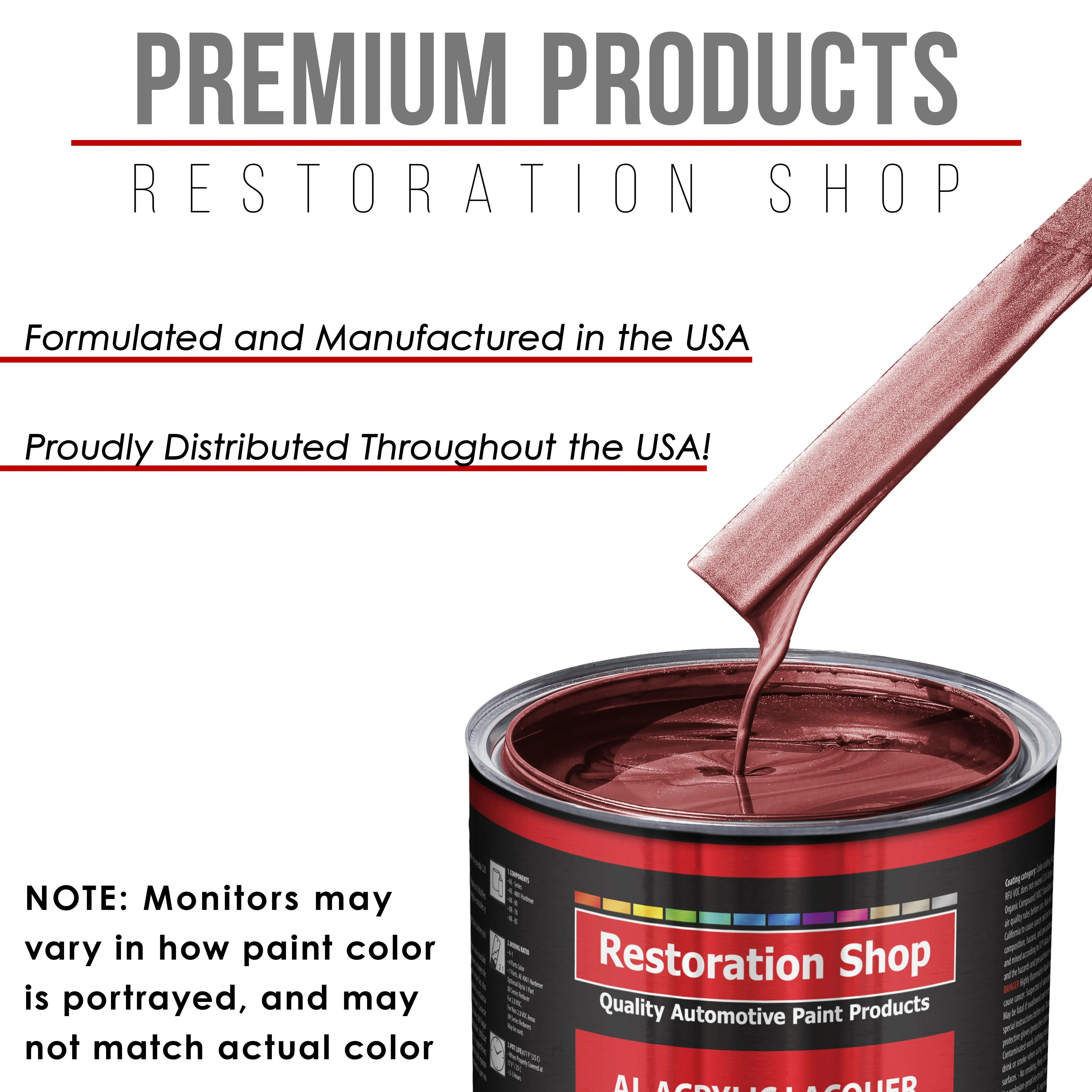 Candy Apple Red Metallic - Acrylic Lacquer Auto Paint - Complete Gallon Paint Kit with Slow Dry Thinner - Pro Automotive Car Truck Refinish Coating
