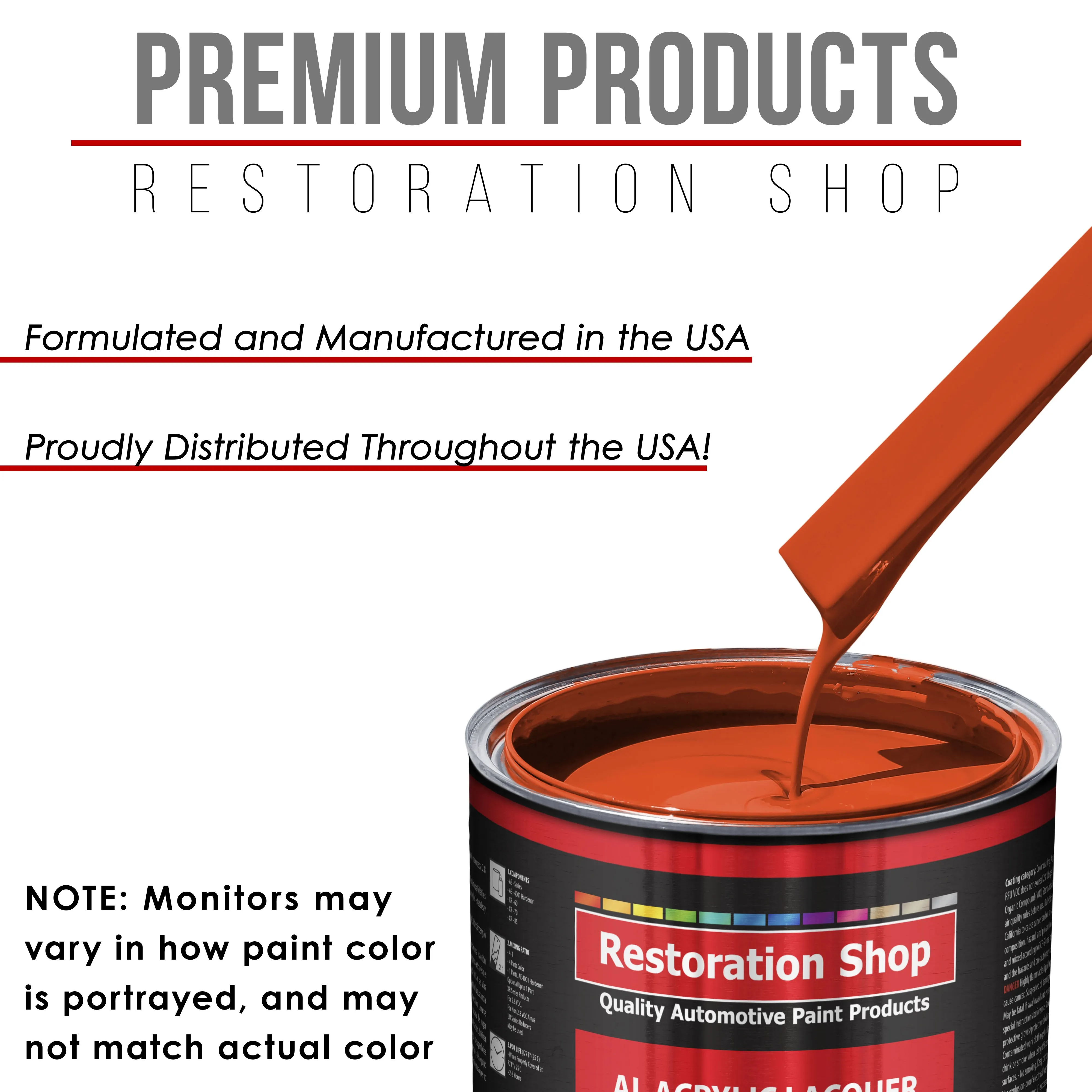 Charger Orange - Acrylic Lacquer Auto Paint - Complete Gallon Paint Kit with Slow Dry Thinner - Professional Automotive Car Truck Refinish Coating