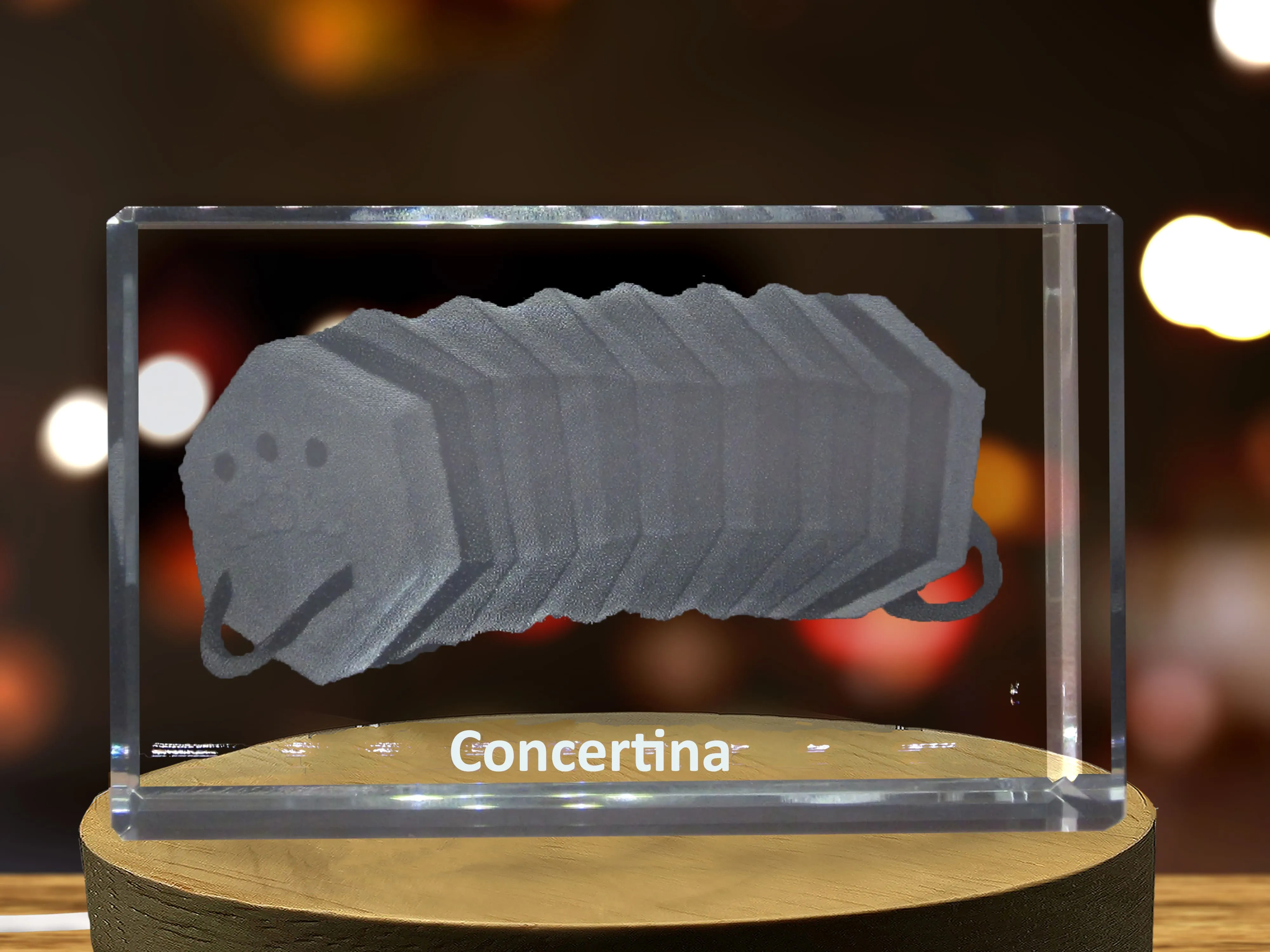 Concertina 3D Engraved Crystal | Music 3D Engraved Crystal Keepsake