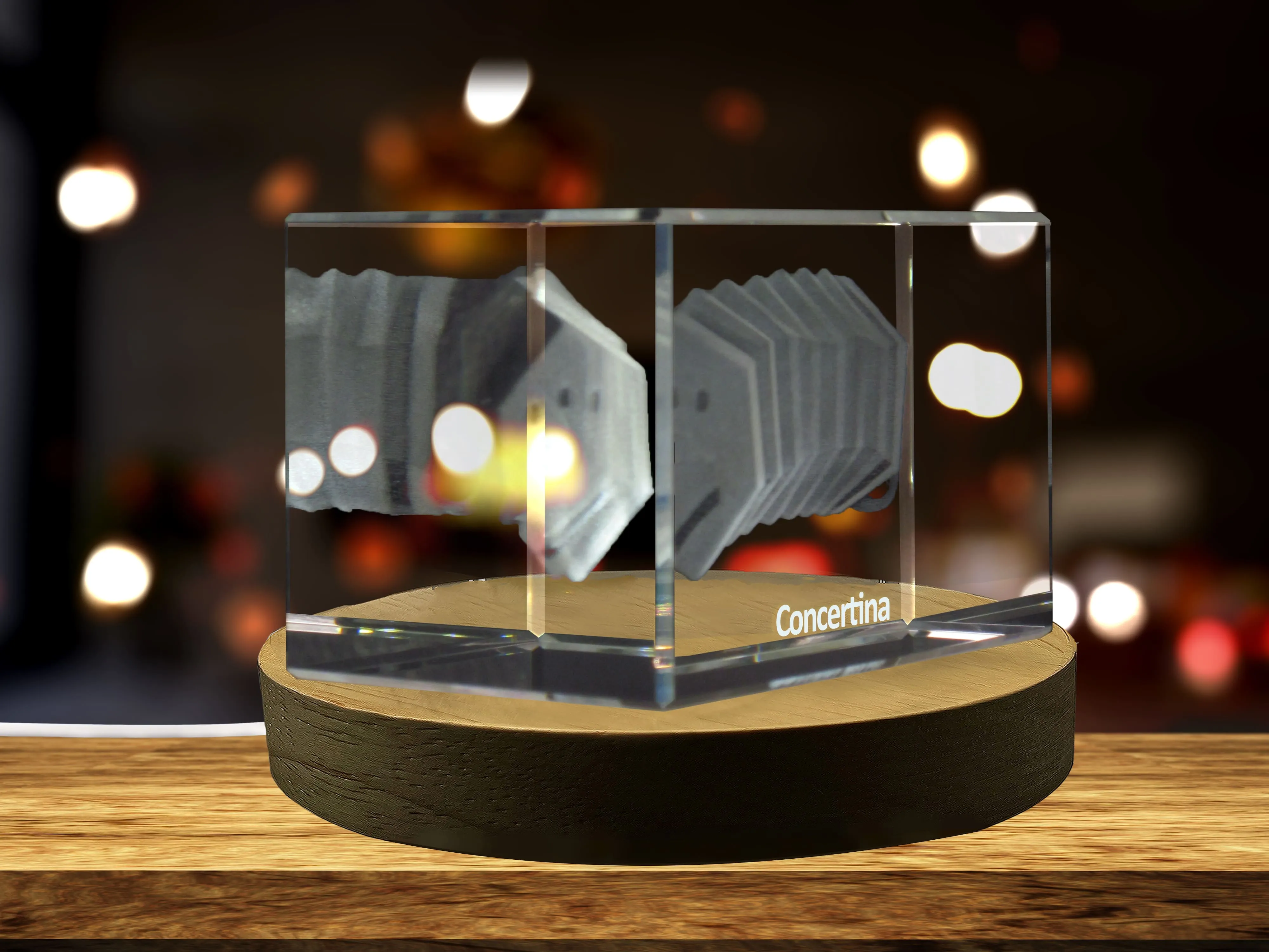 Concertina 3D Engraved Crystal | Music 3D Engraved Crystal Keepsake