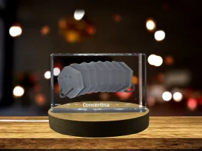 Concertina 3D Engraved Crystal | Music 3D Engraved Crystal Keepsake