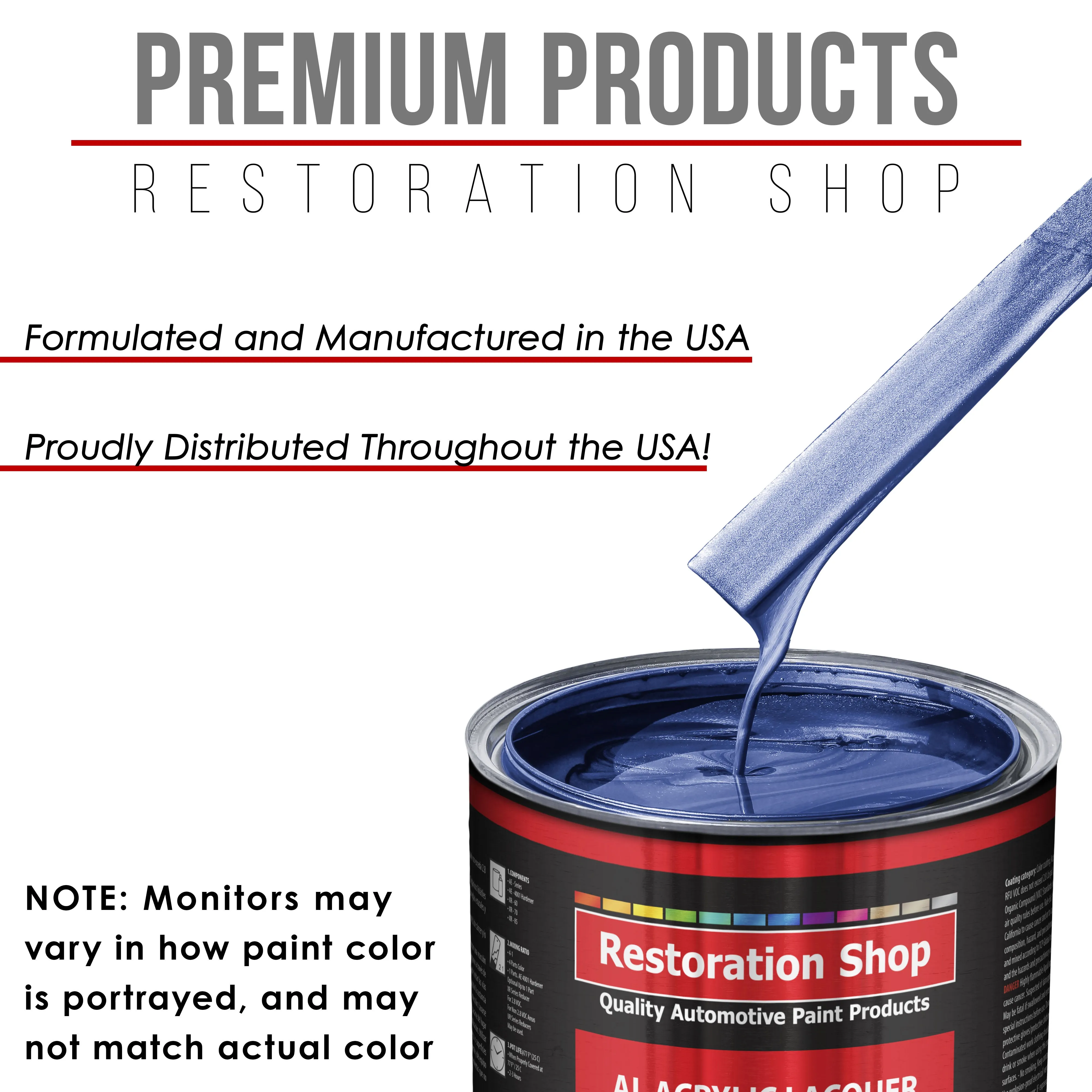 Cosmic Blue Metallic - Acrylic Lacquer Auto Paint - Complete Gallon Paint Kit with Slow Dry Thinner - Pro Automotive Car Truck Guitar Refinish Coating
