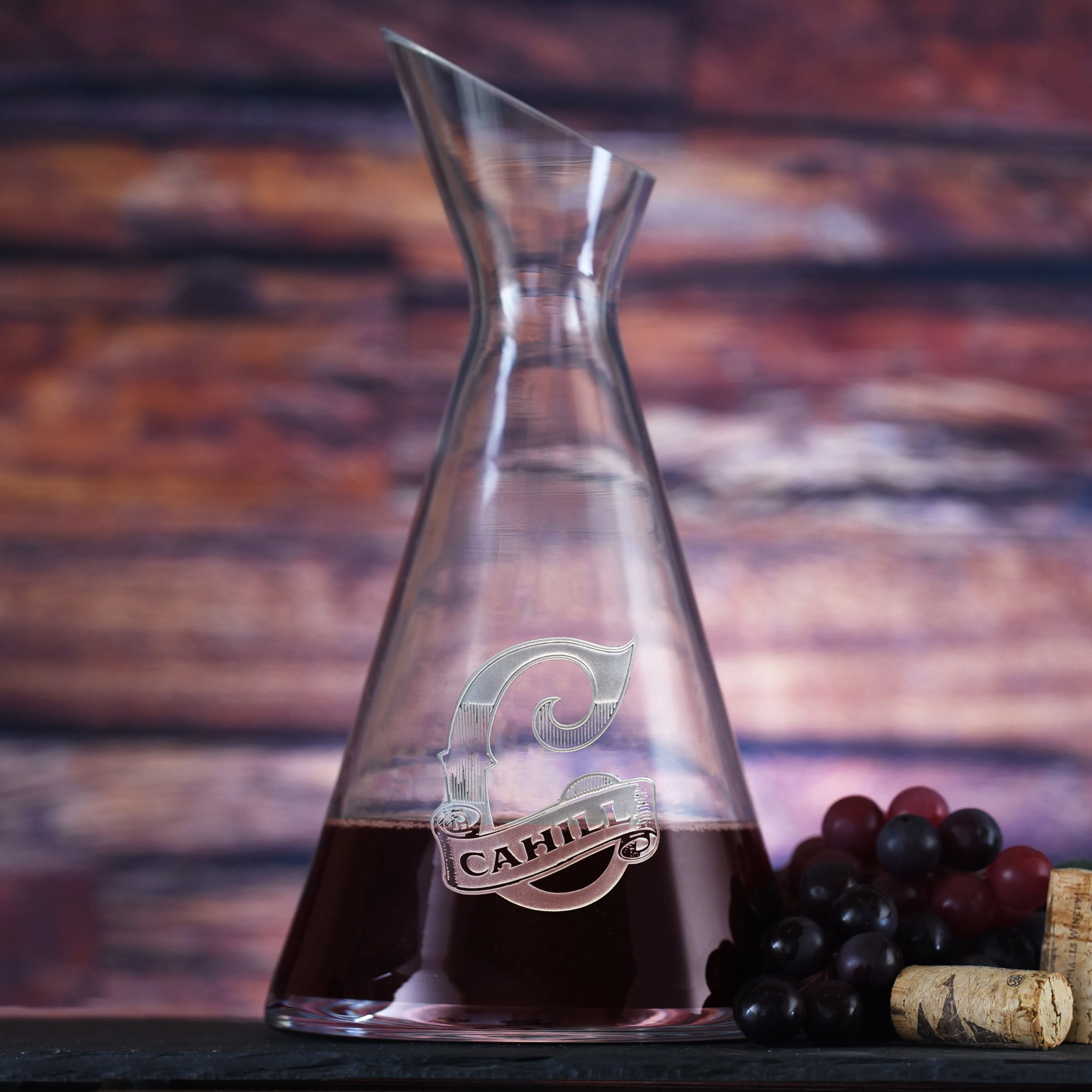 Custom Monogram Slant Wine Carafe Decanter