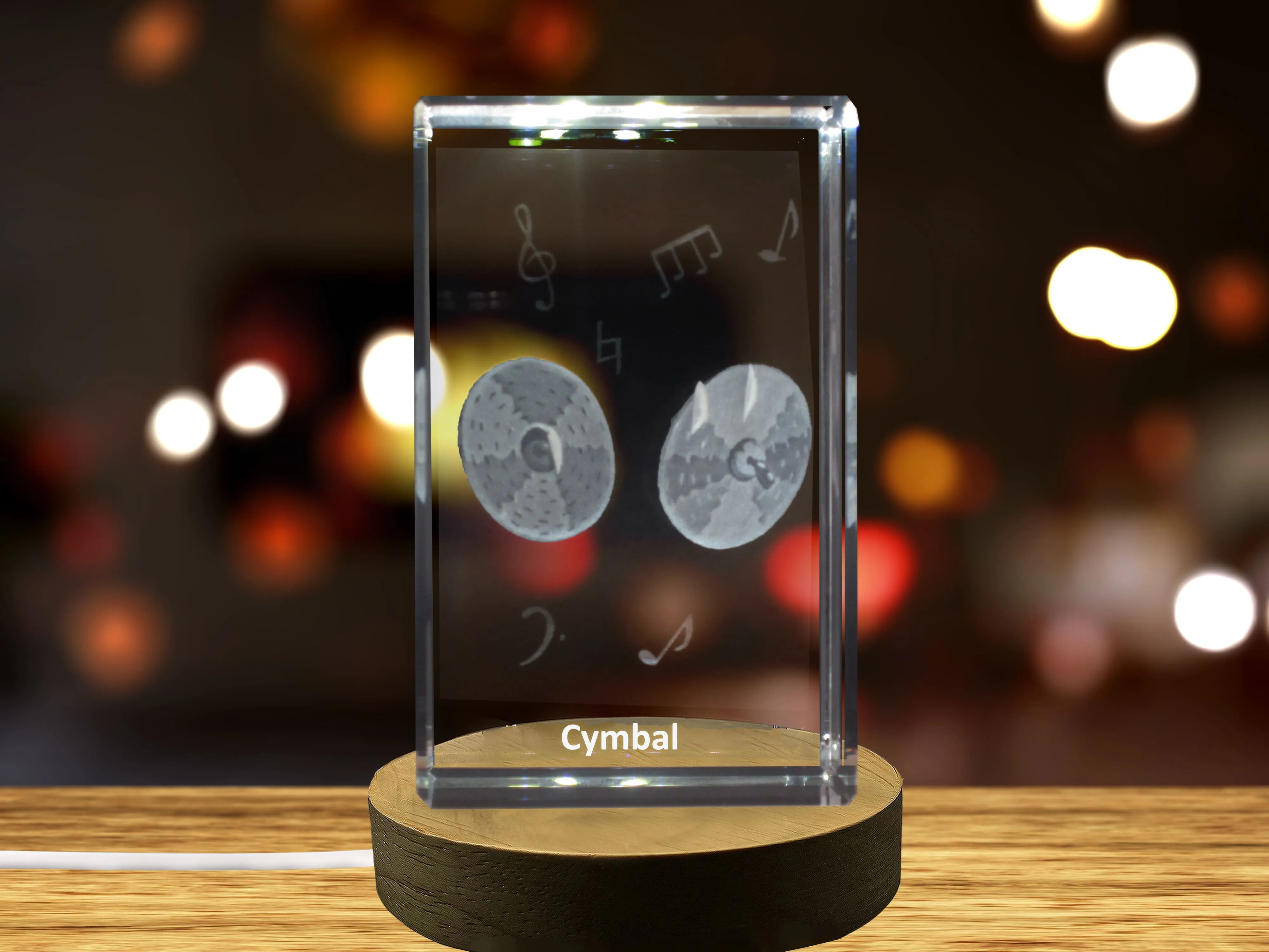 Cymbal 3D Engraved Crystal | Music 3D Engraved Crystal Keepsake