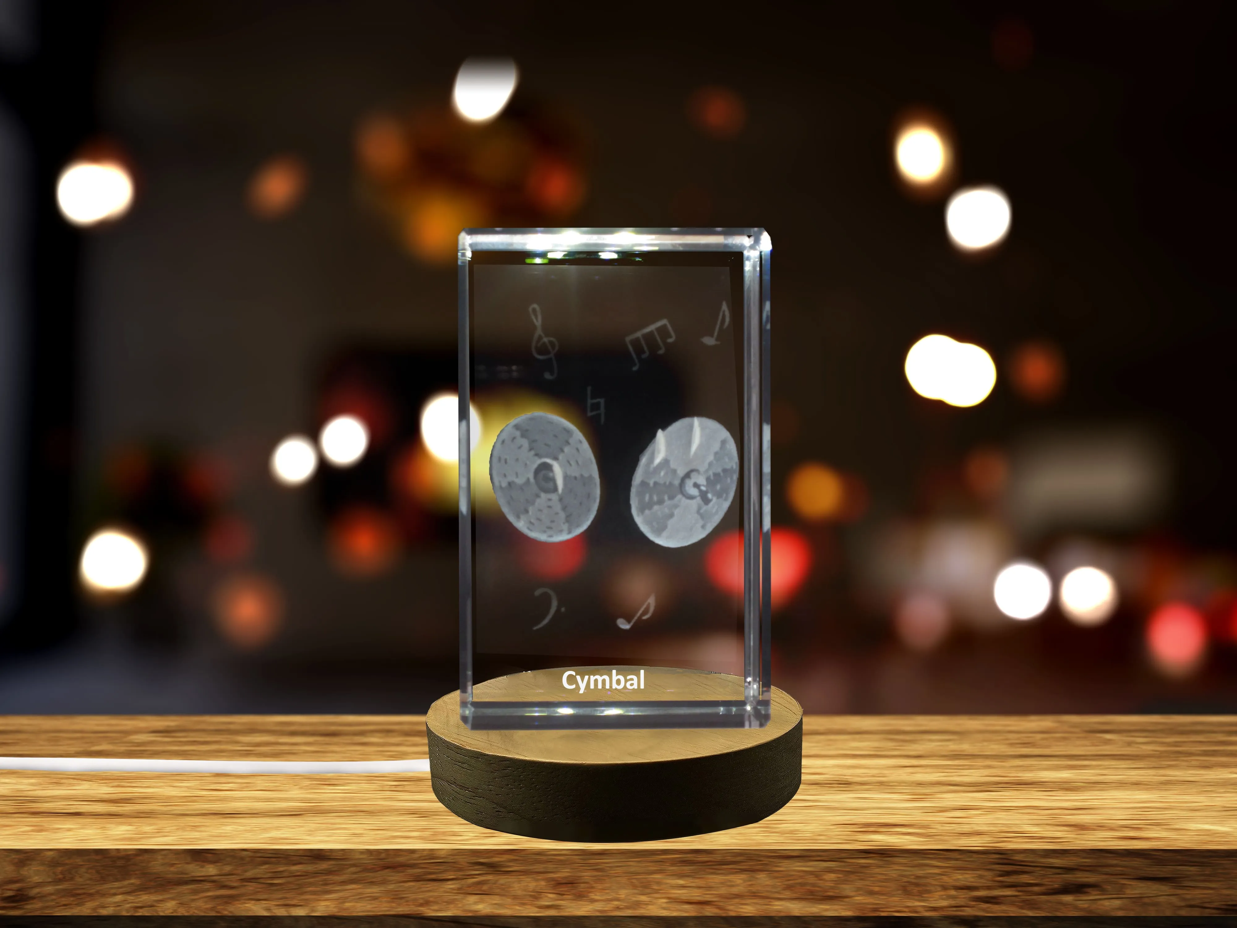 Cymbal 3D Engraved Crystal | Music 3D Engraved Crystal Keepsake