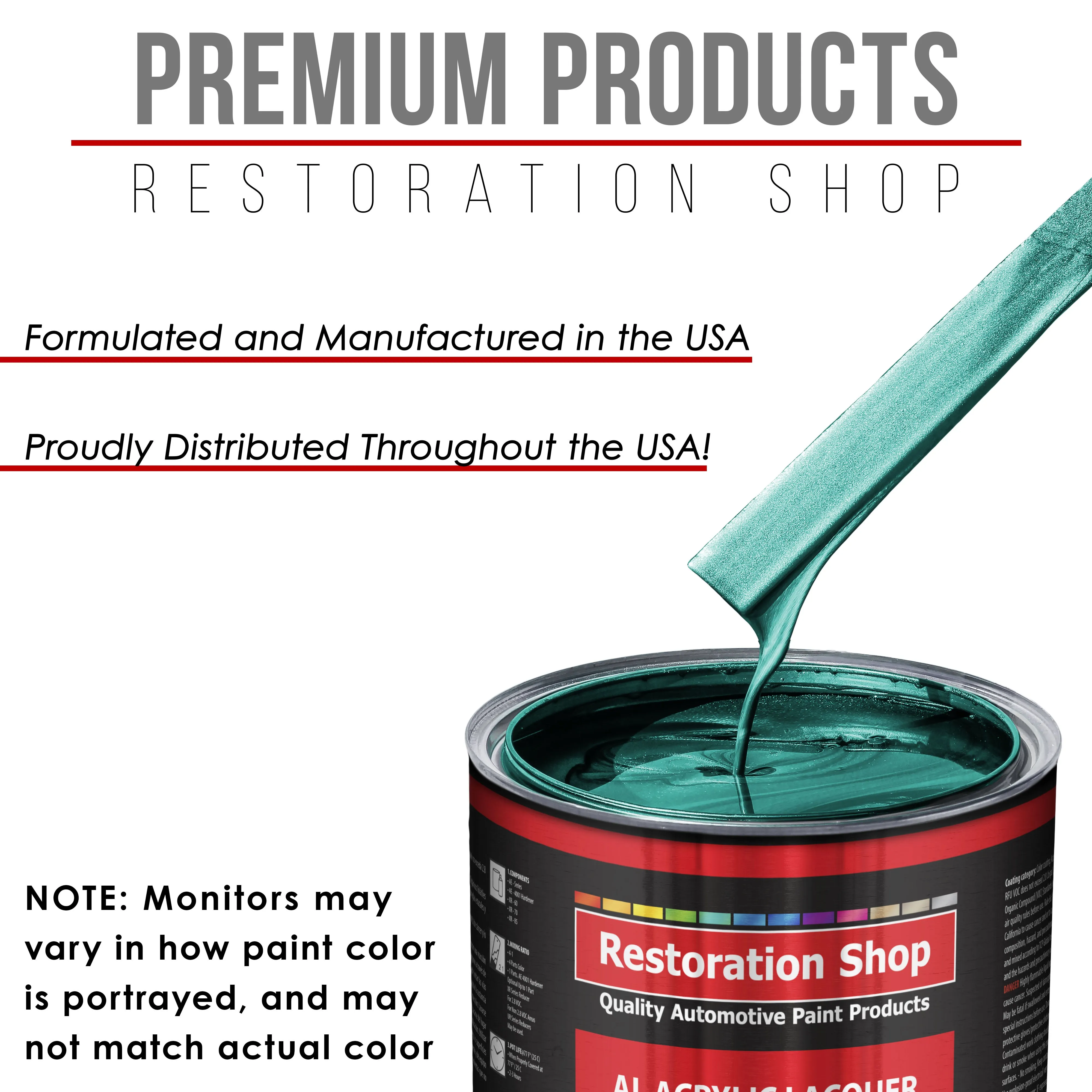 Dark Teal Metallic - Acrylic Lacquer Auto Paint - Complete Gallon Paint Kit with Slow Dry Thinner - Professional Automotive Car Truck Refinish Coating