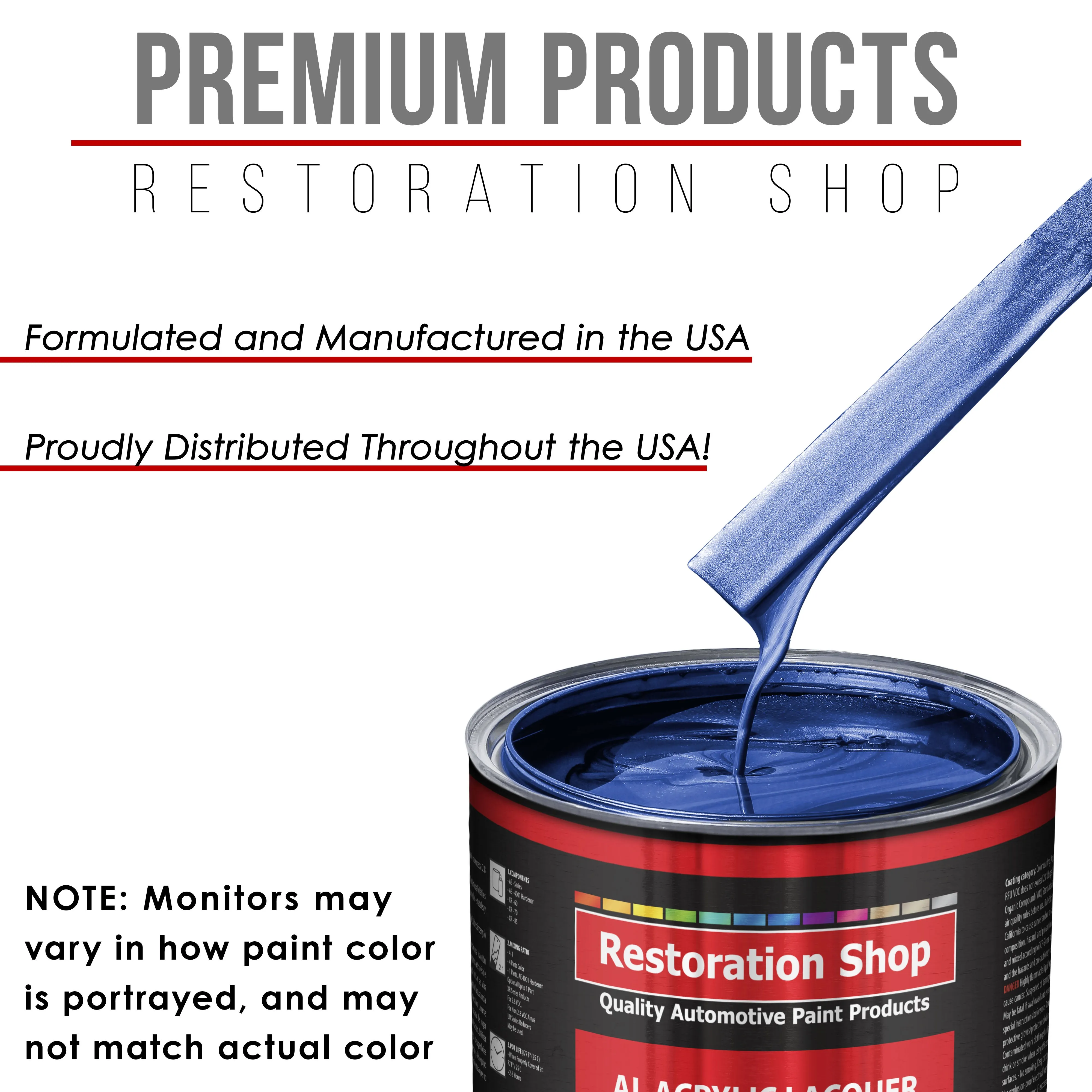 Daytona Blue Pearl - Acrylic Lacquer Auto Paint - Complete Gallon Paint Kit with Slow Dry Thinner - Professional Automotive Car Truck Refinish Coating