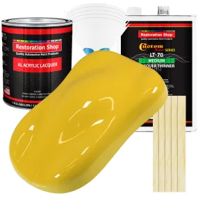 Daytona Yellow - Acrylic Lacquer Auto Paint - Complete Gallon Paint Kit with Medium Thinner - Professional Automotive Car Truck Refinish Coating