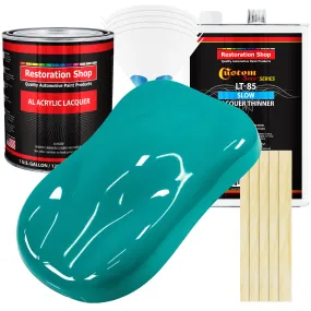 Deep Aqua - Acrylic Lacquer Auto Paint - Complete Gallon Paint Kit with Slow Dry Thinner - Professional Automotive Car Truck Guitar Refinish Coating