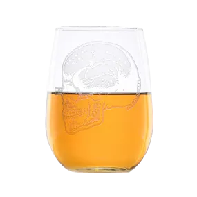 Deep Carved Model of Human Skull Stemless Wine Glass