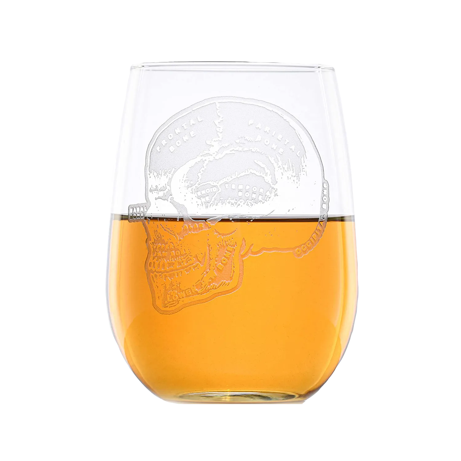 Deep Carved Model of Human Skull Stemless Wine Glass