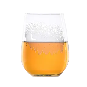 Deep Carved Shooting Star and Moon Stemless Wine Glass