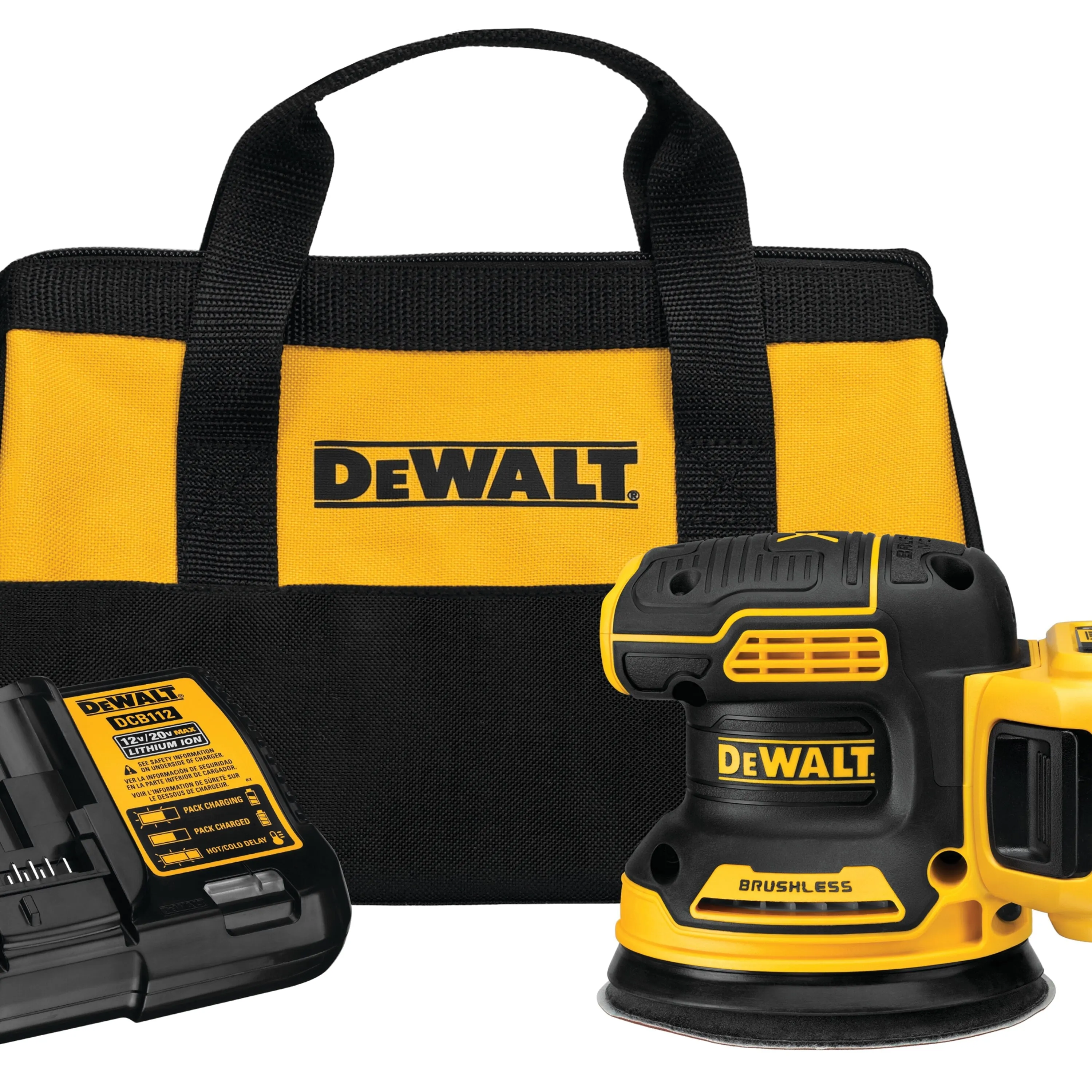 DeWALT DCW210D1 20V Max XR Brushless 5" Corless Variable-Speed Random Orbital Sander Kit (Includes 20V Max XR 2.0ah Battery, Charger, Dust Bag, and Carrying Bag)