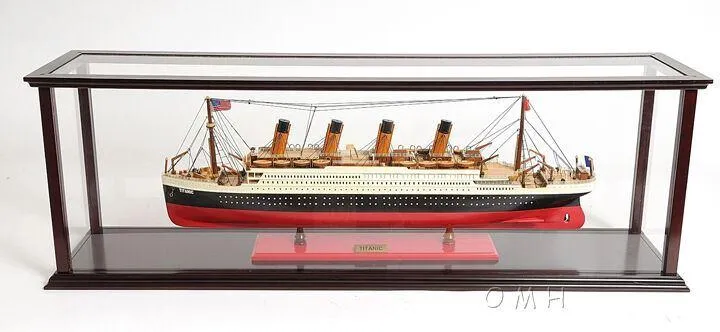 Display Case Cabinet Medium Wood with Plexiglas Panels For Cruise Ships Yachts and Boats
