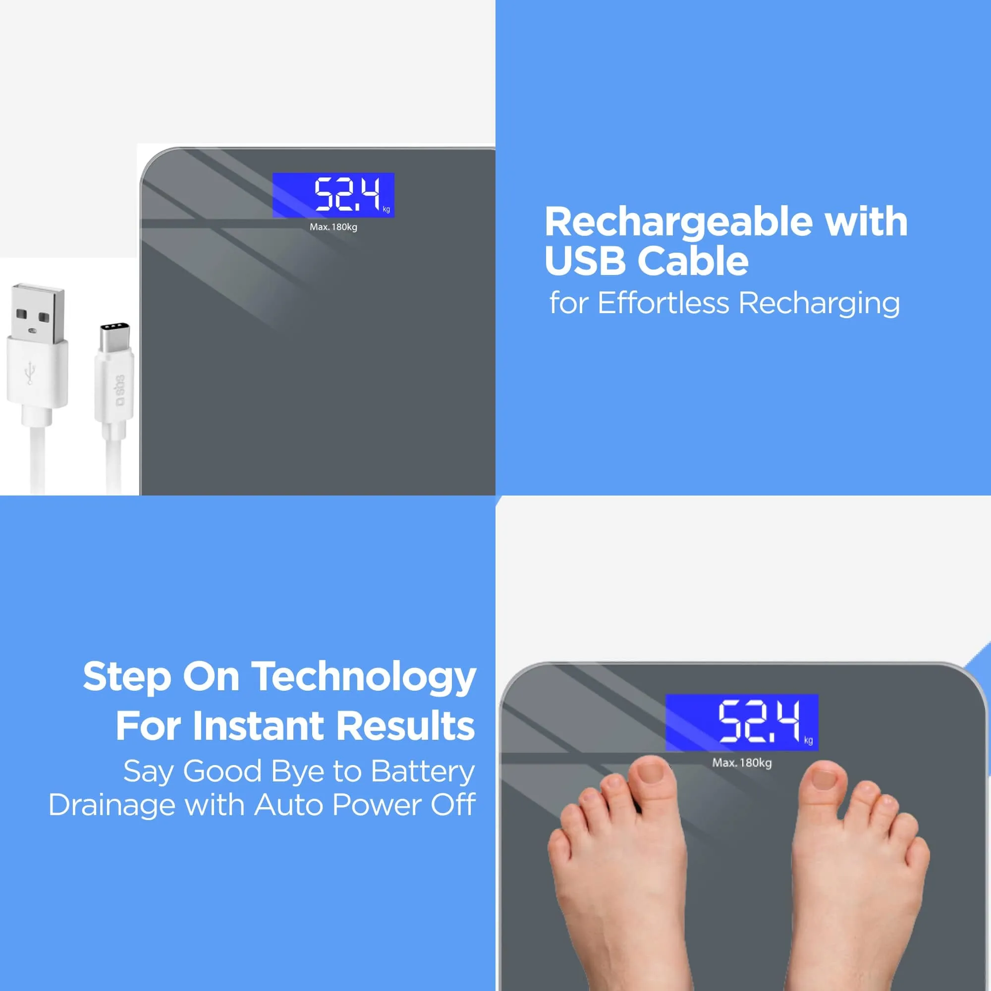 Dr Trust USA Platinum Rechargeable Digital Personal Weighing Scale 501