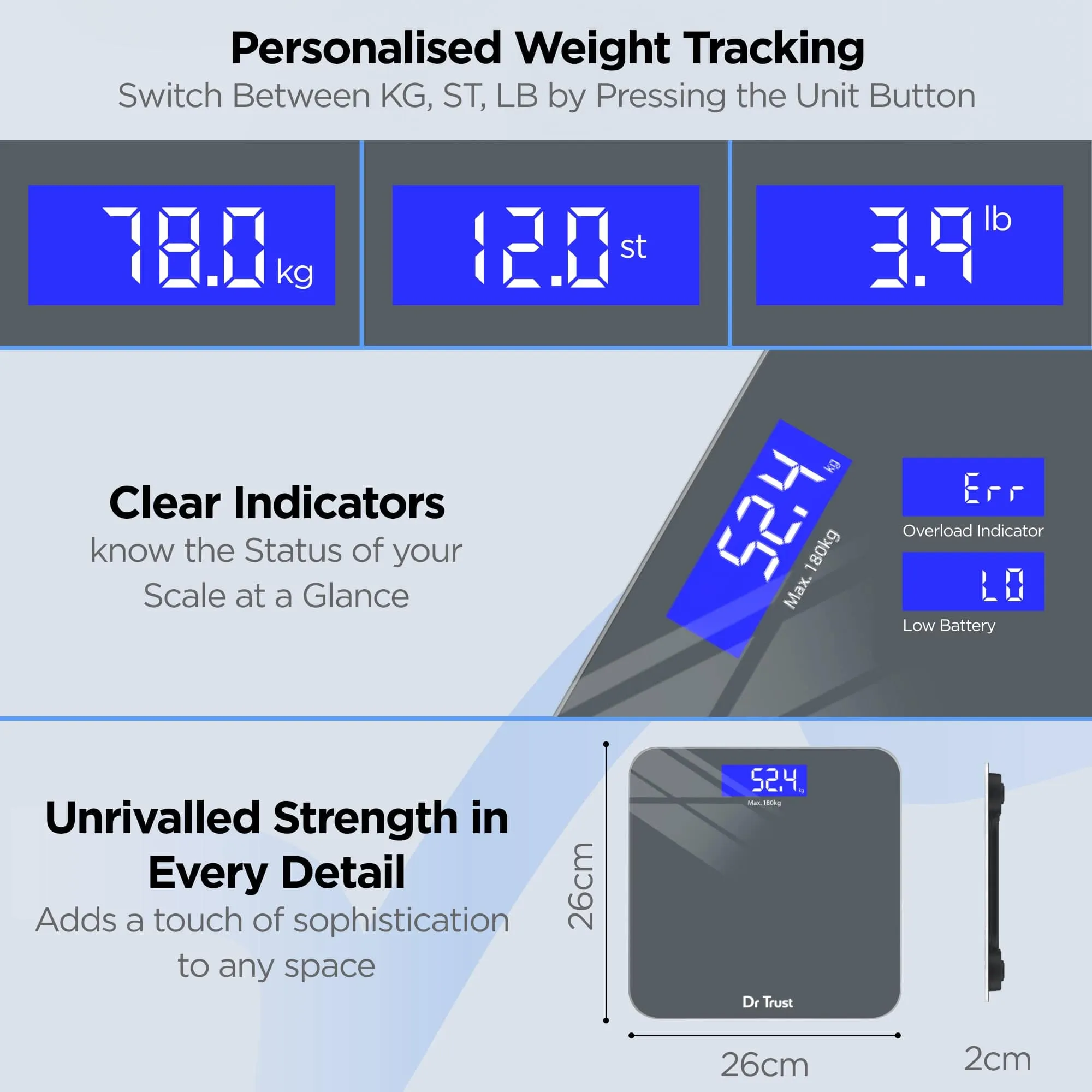 Dr Trust USA Platinum Rechargeable Digital Personal Weighing Scale 501