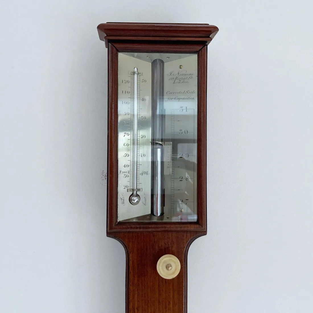 Early Victorian Platinum Scale Stick Barometer by John Newman, 122 Regent Street London
