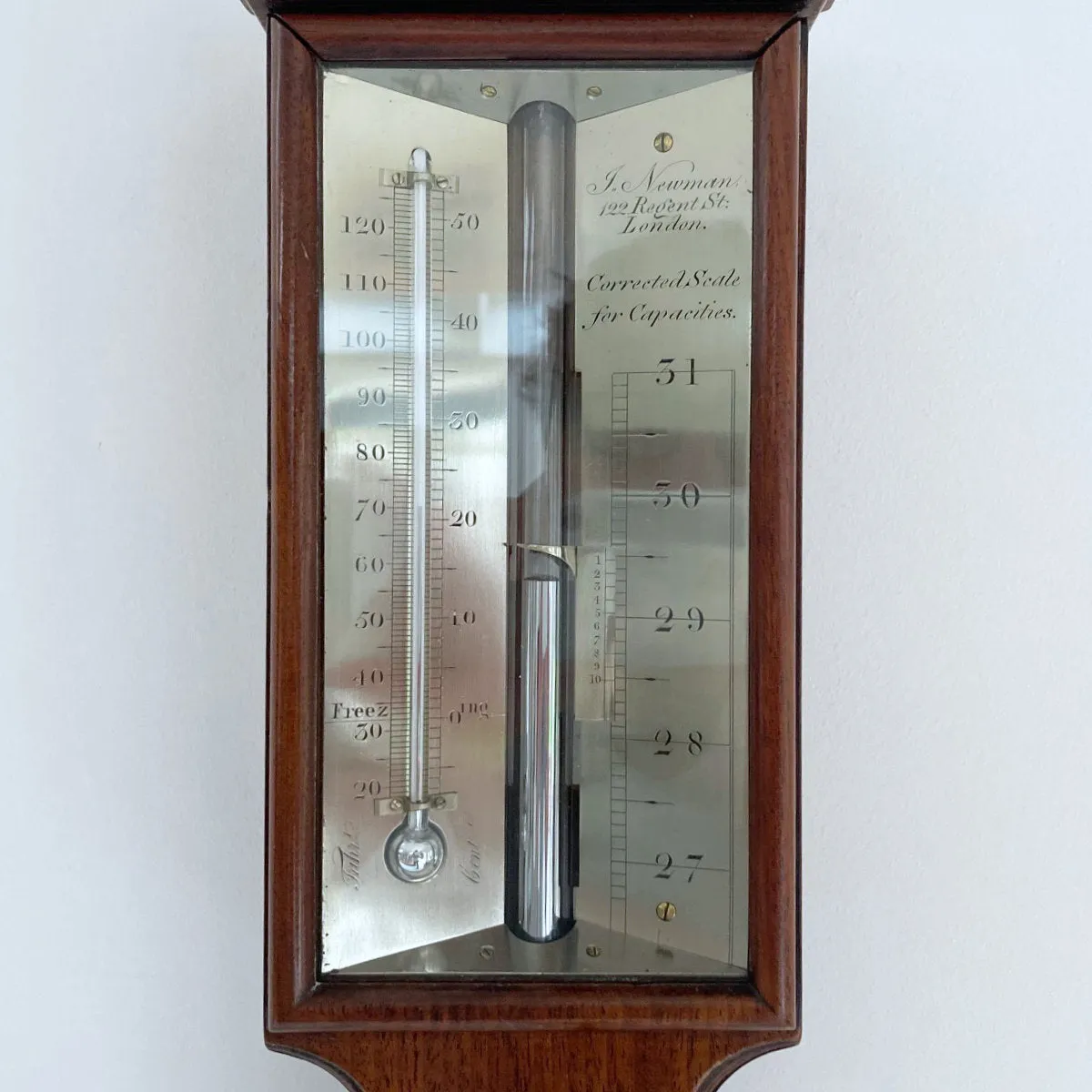 Early Victorian Platinum Scale Stick Barometer by John Newman, 122 Regent Street London