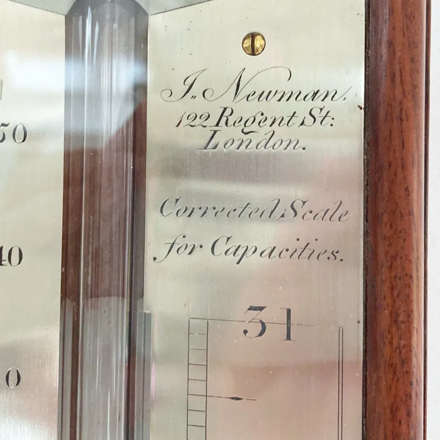 Early Victorian Platinum Scale Stick Barometer by John Newman, 122 Regent Street London