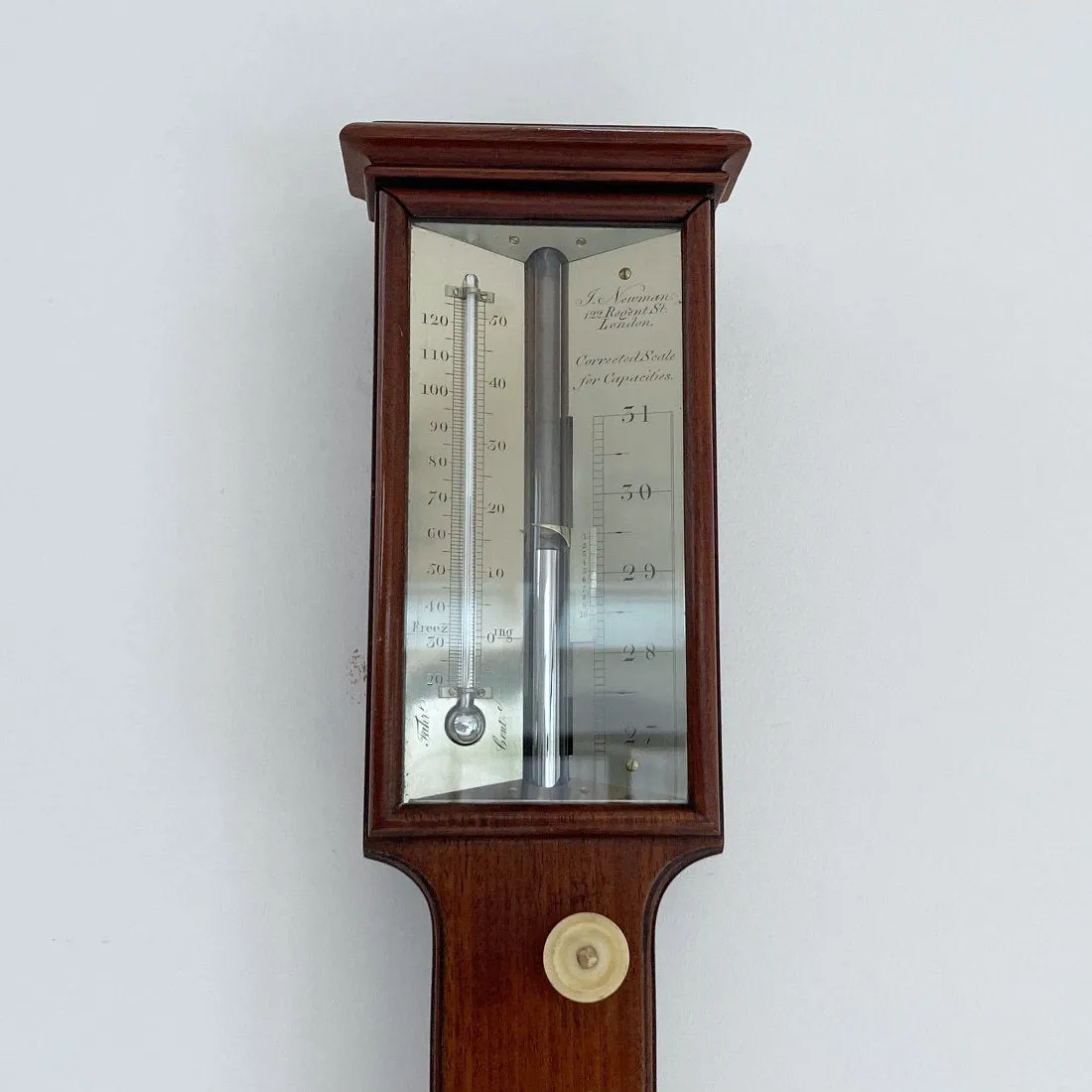 Early Victorian Platinum Scale Stick Barometer by John Newman, 122 Regent Street London