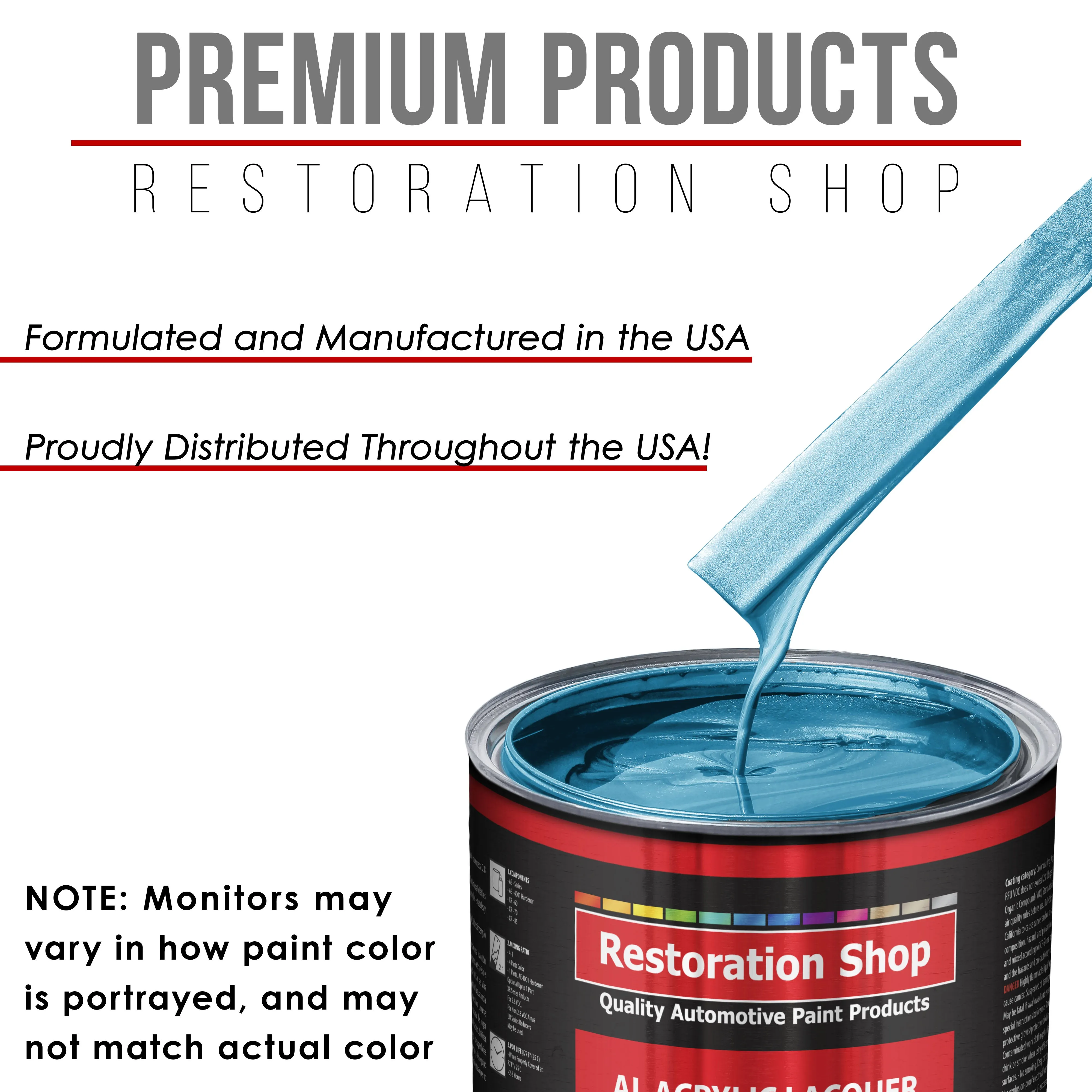 Electric Blue Metallic - Acrylic Lacquer Auto Paint - Complete Quart Paint Kit with Medium Thinner - Pro Automotive Car Truck Guitar Refinish Coating