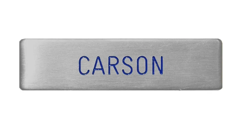 Engraved Name Tag with Blue Ink