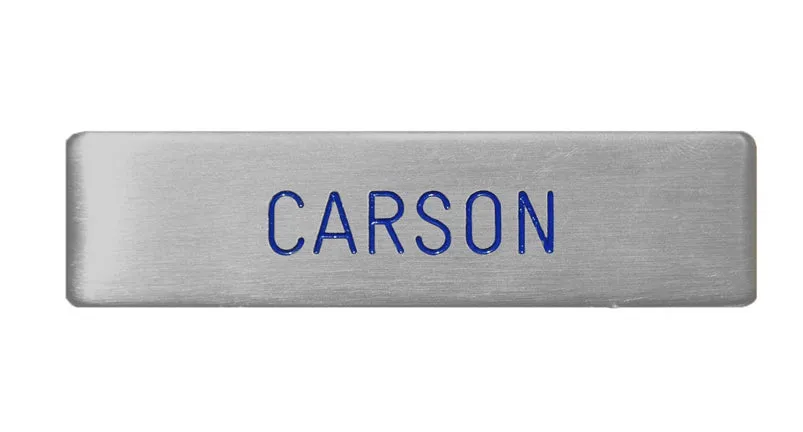 Engraved Name Tag with Blue Ink