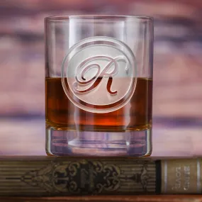 Engraved Stolzle Crystal Rocks Whiskey Glass