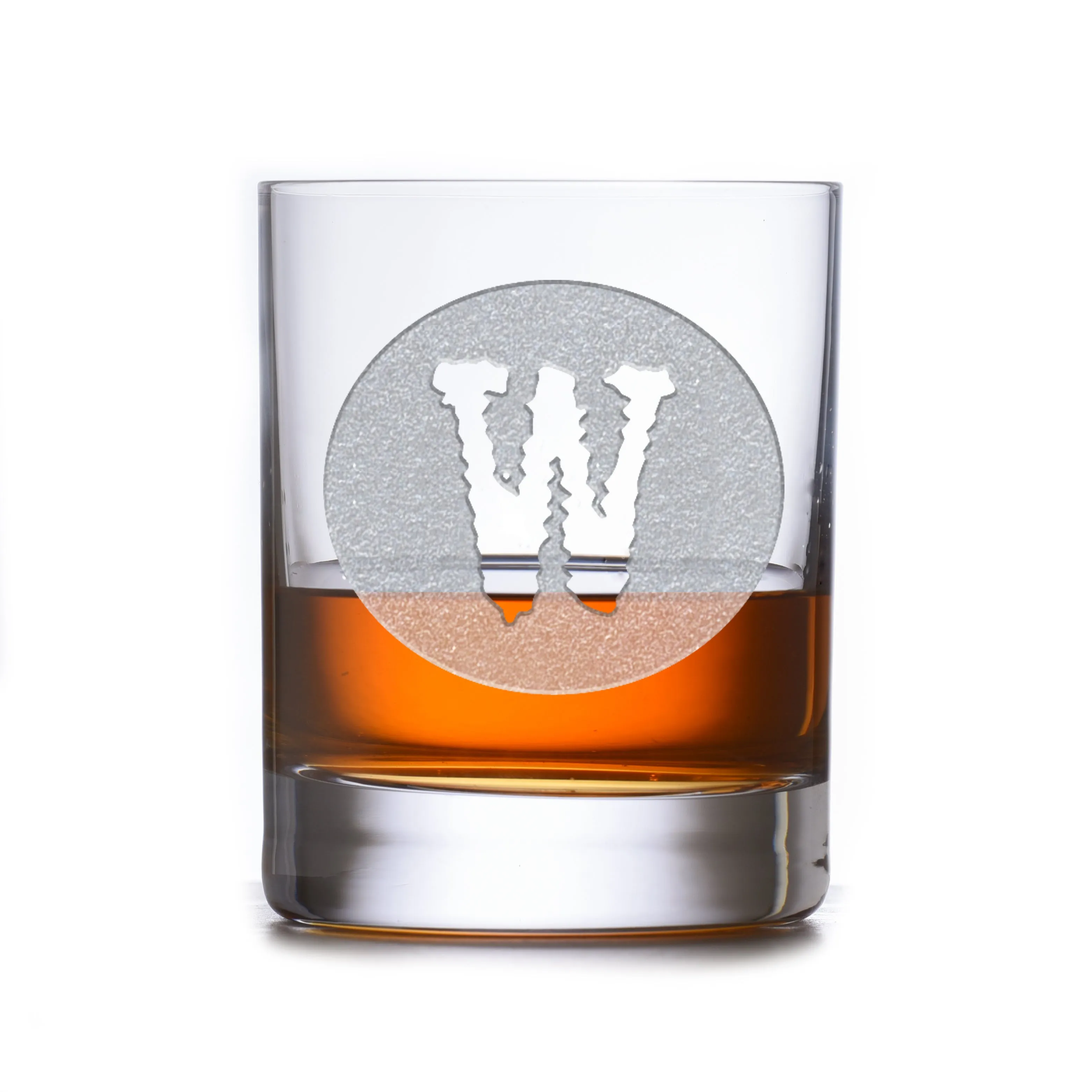 Engraved Typewriter Font Monogram Stolzle Crystal Whiskey Glass