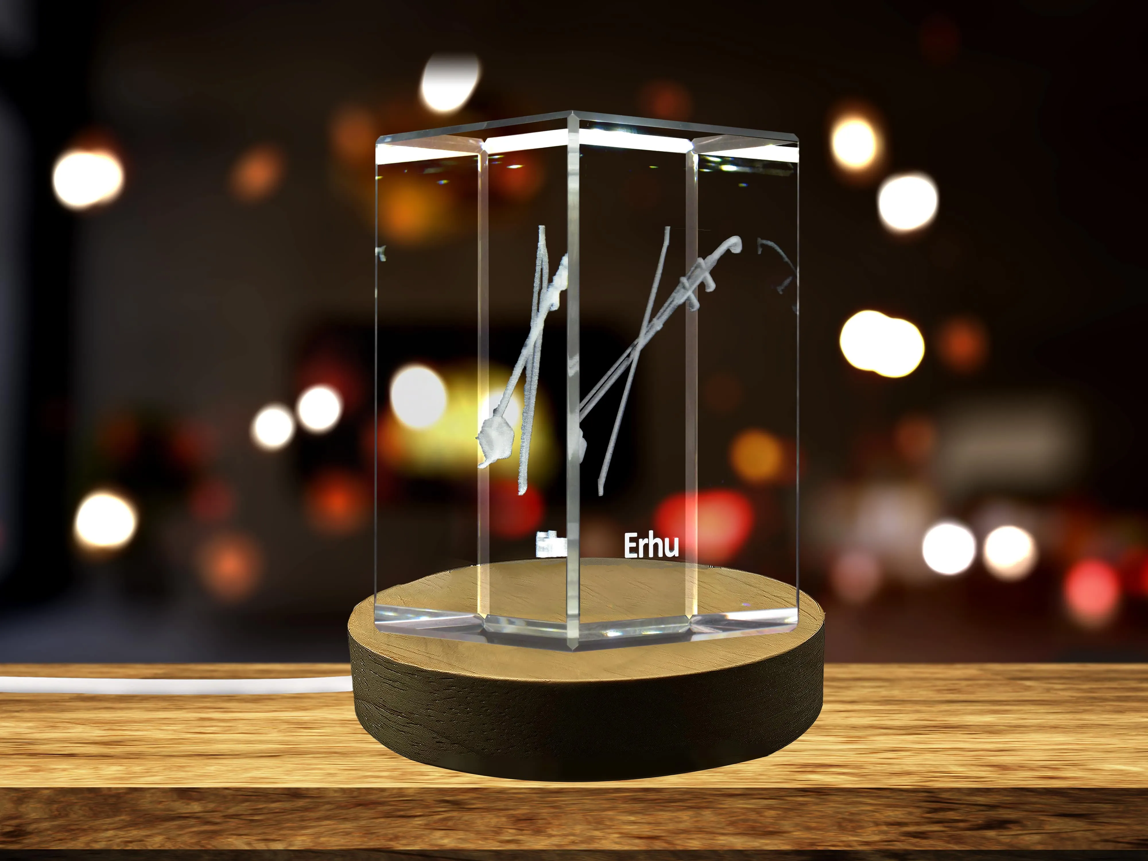 Erhu 3D Engraved Crystal | Music 3D Engraved Crystal Keepsake