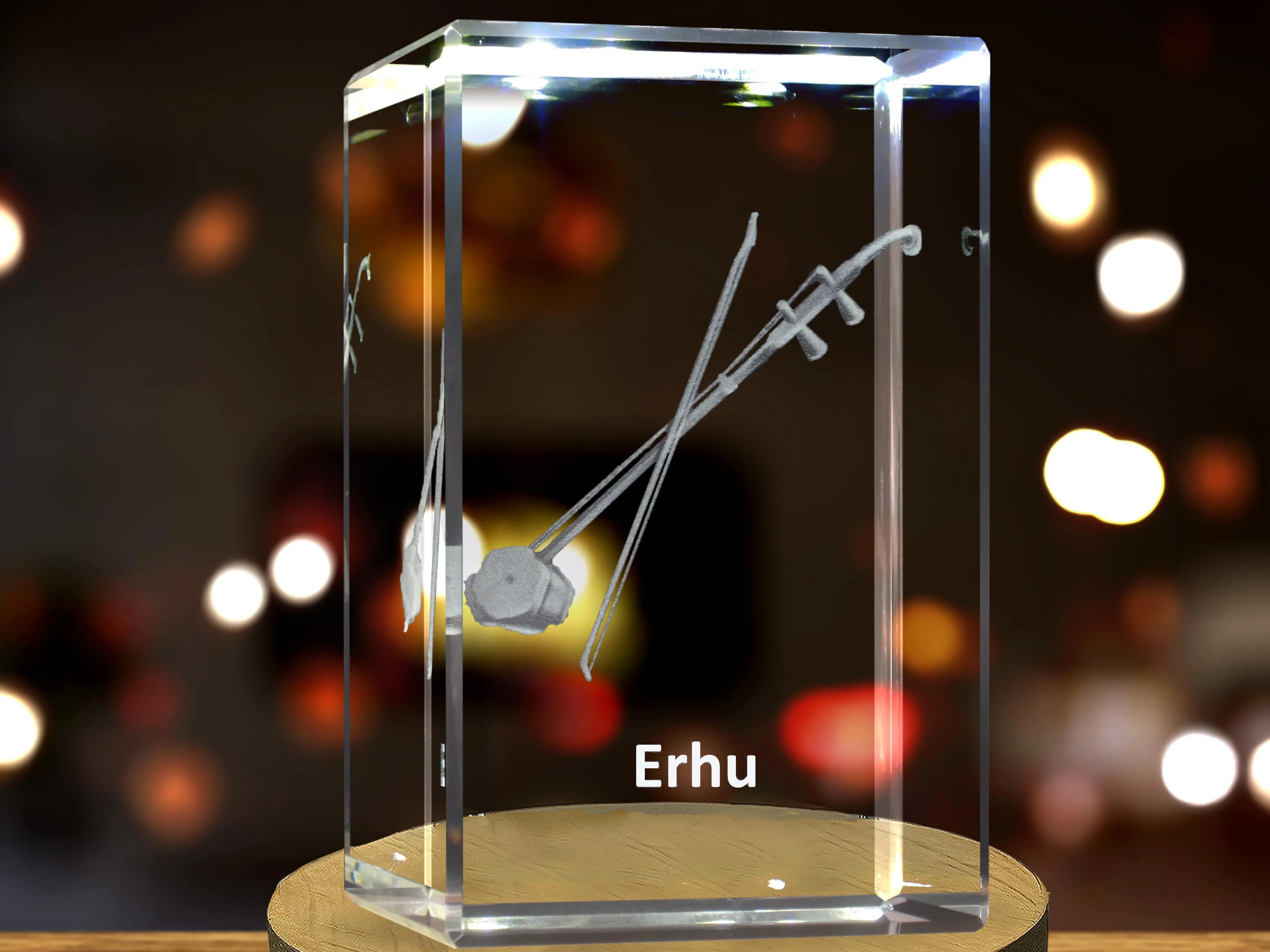Erhu 3D Engraved Crystal | Music 3D Engraved Crystal Keepsake