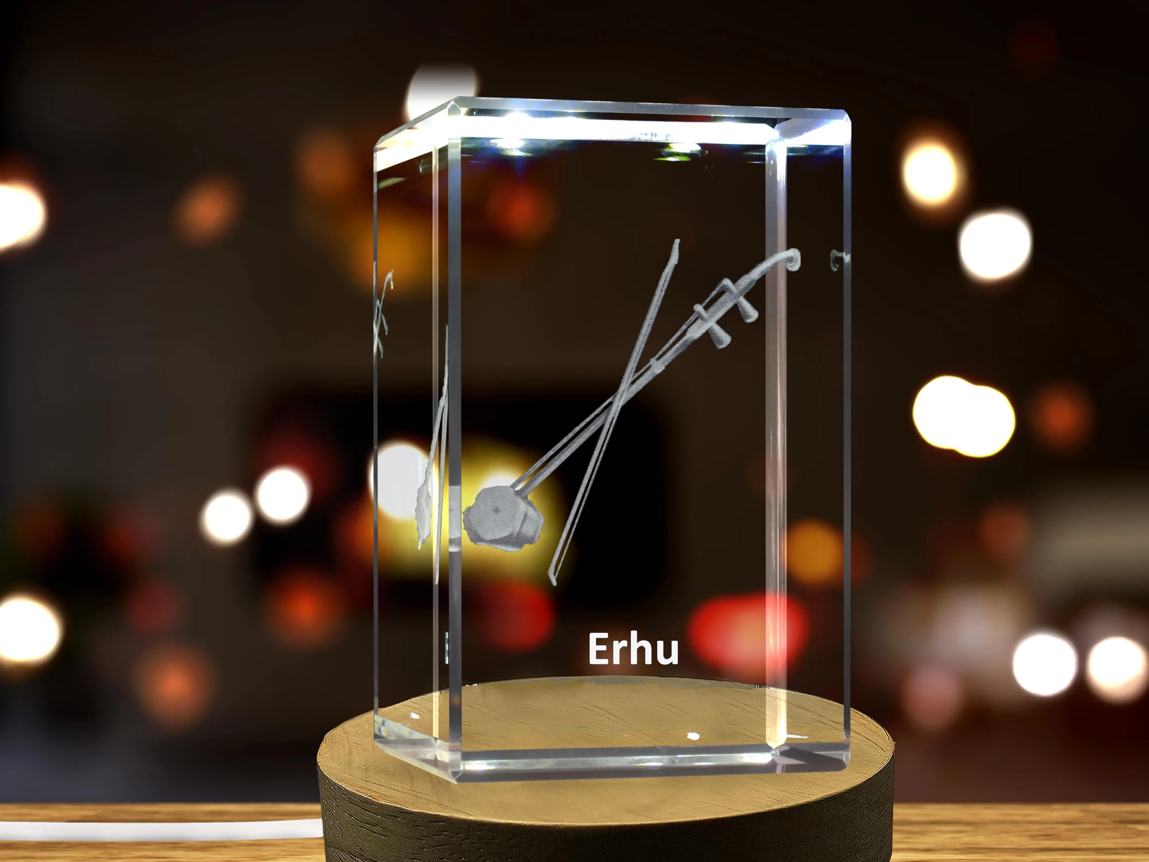 Erhu 3D Engraved Crystal | Music 3D Engraved Crystal Keepsake