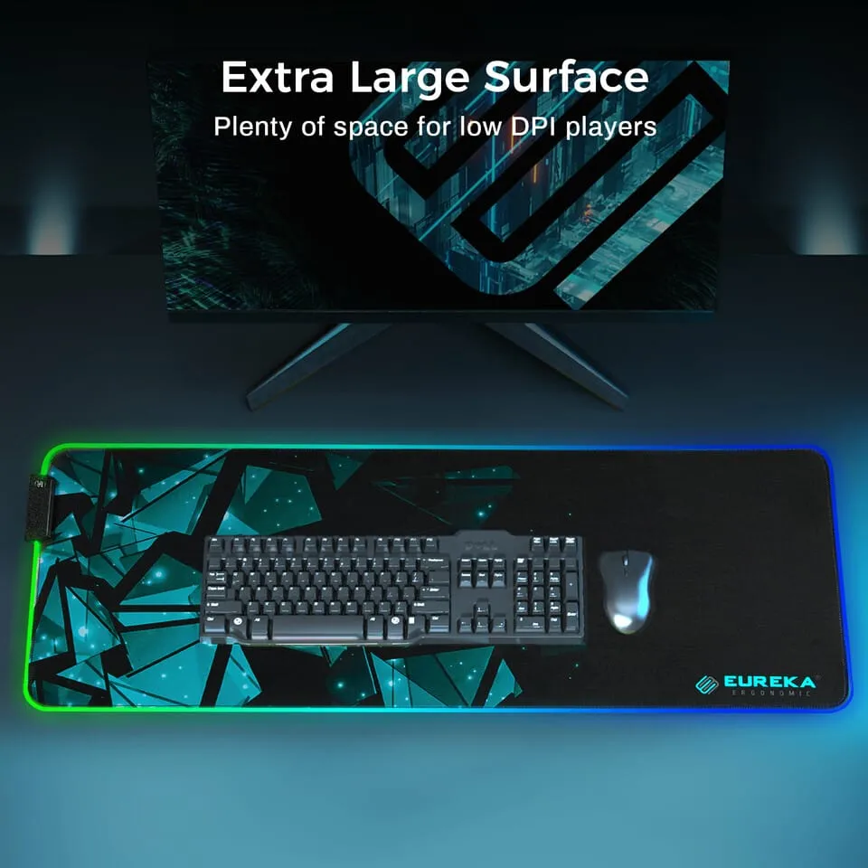 Eureka Ergonomic JC-01 RGB Large Extended Mousepad w/ Smooth Surface for Improved Precision