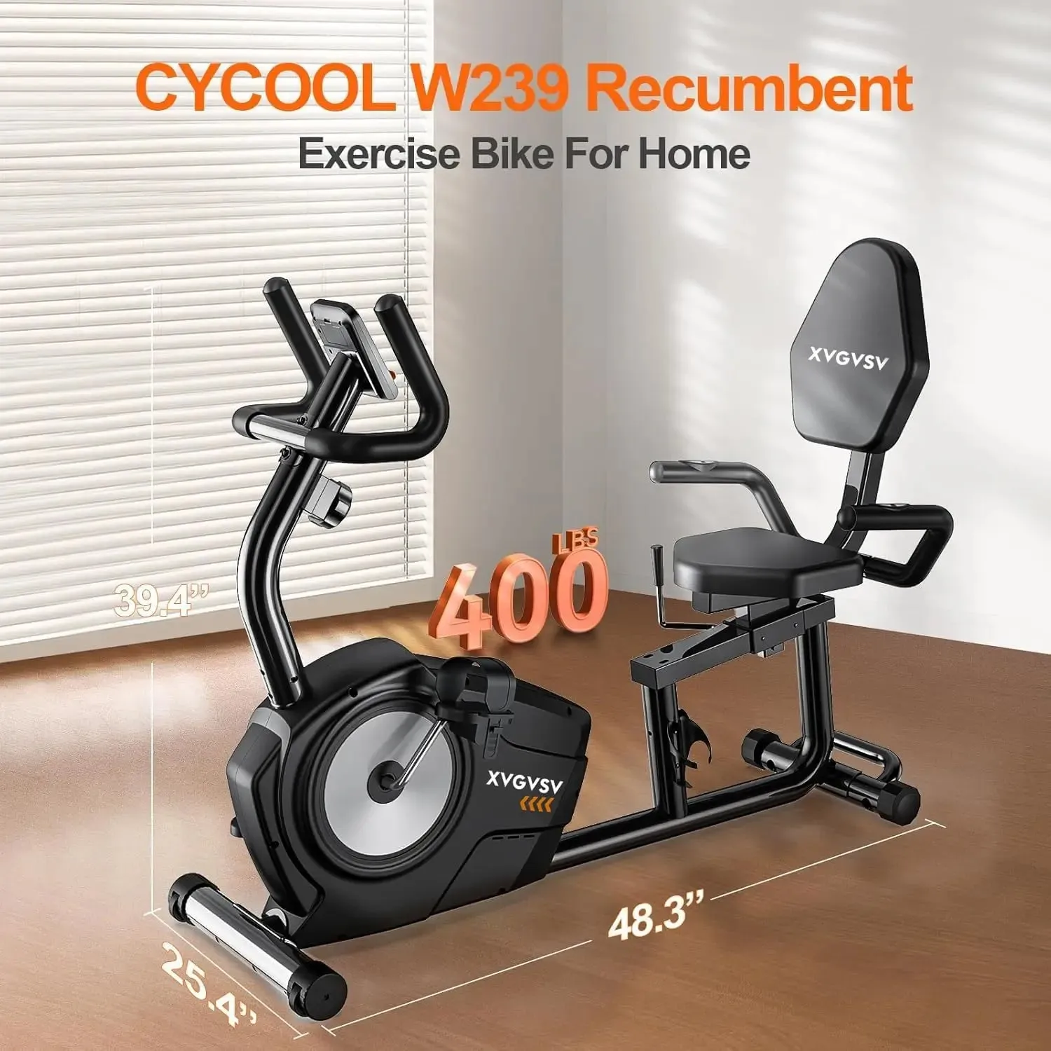 Exercise Bike – Recumbent Stationary Bike for Home with 400LB Weight Capacity, Whisper-Quiet Operation & 16 Resistance Levels