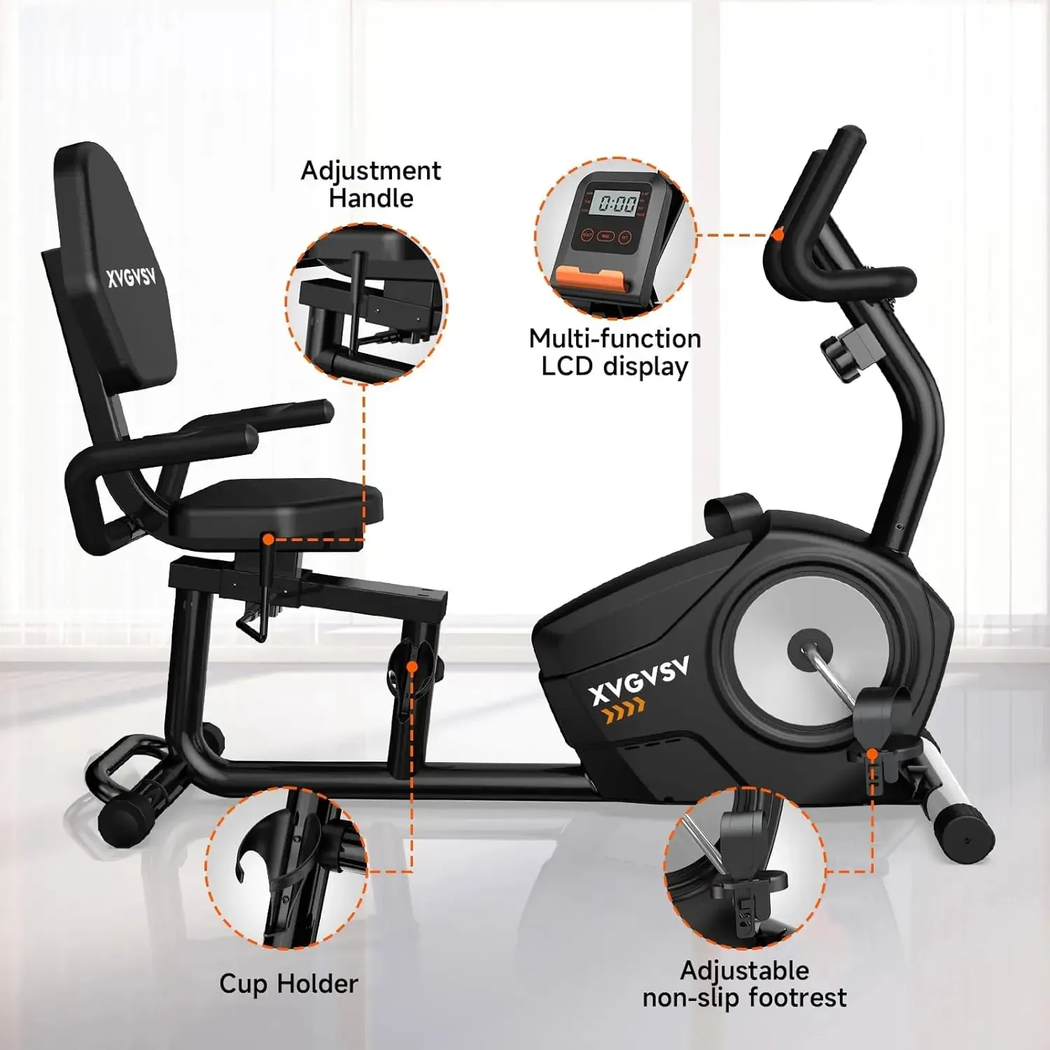 Exercise Bike – Recumbent Stationary Bike for Home with 400LB Weight Capacity, Whisper-Quiet Operation & 16 Resistance Levels