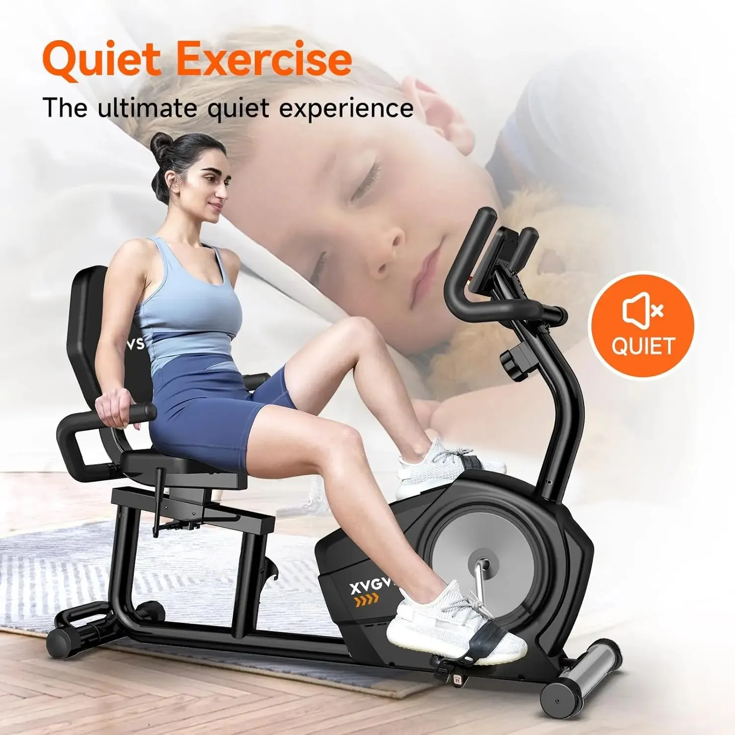 Exercise Bike – Recumbent Stationary Bike for Home with 400LB Weight Capacity, Whisper-Quiet Operation & 16 Resistance Levels