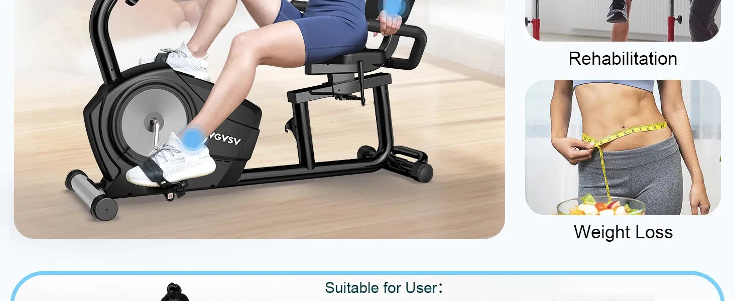 Exercise Bike – Recumbent Stationary Bike for Home with 400LB Weight Capacity, Whisper-Quiet Operation & 16 Resistance Levels