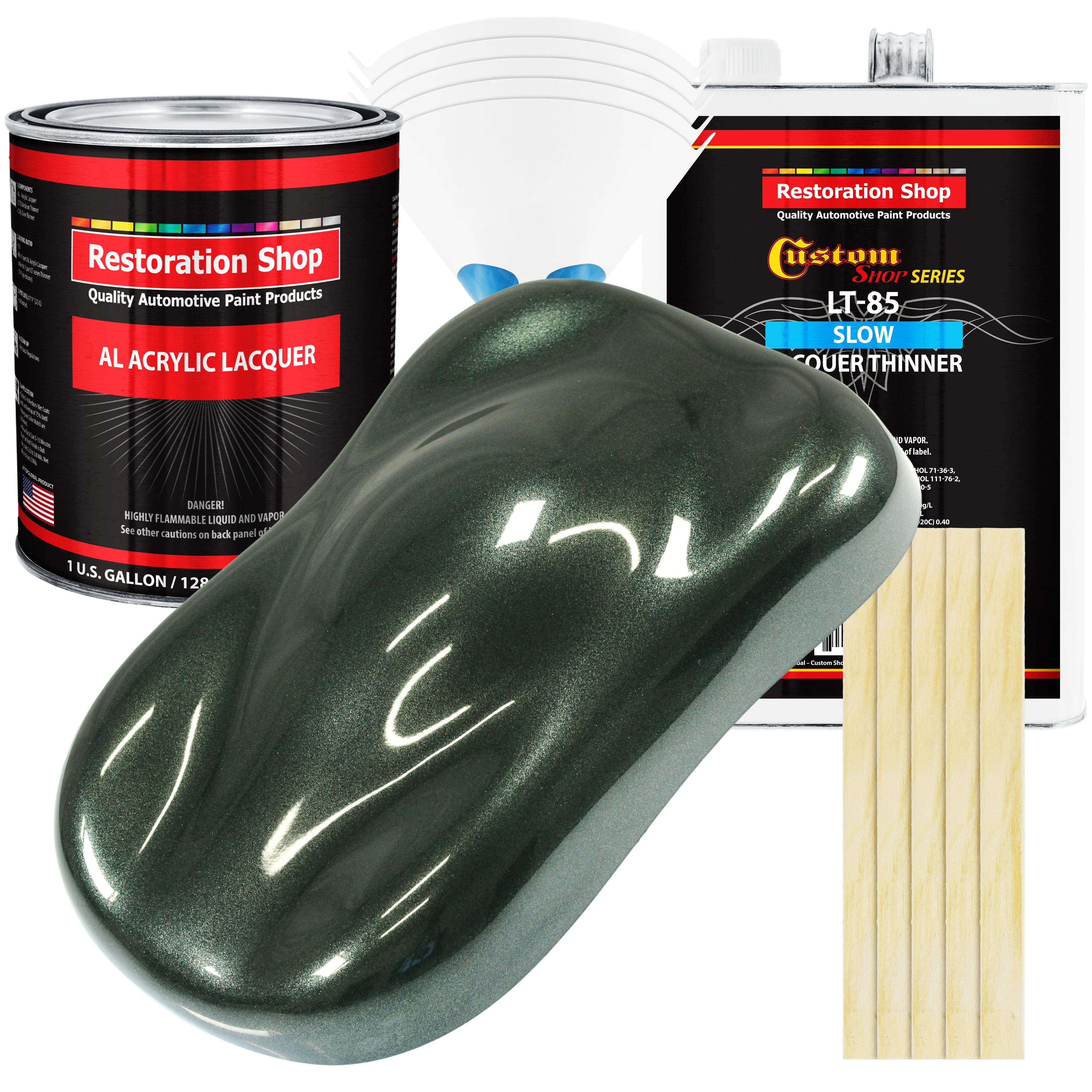 Fathom Green Firemist - Acrylic Lacquer Auto Paint - Complete Gallon Paint Kit with Slow Dry Thinner - Pro Automotive Car Truck Refinish Coating