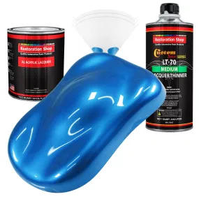 Fiji Blue Metallic - Acrylic Lacquer Auto Paint - Complete Quart Paint Kit with Medium Thinner - Professional Automotive Car Truck Refinish Coating